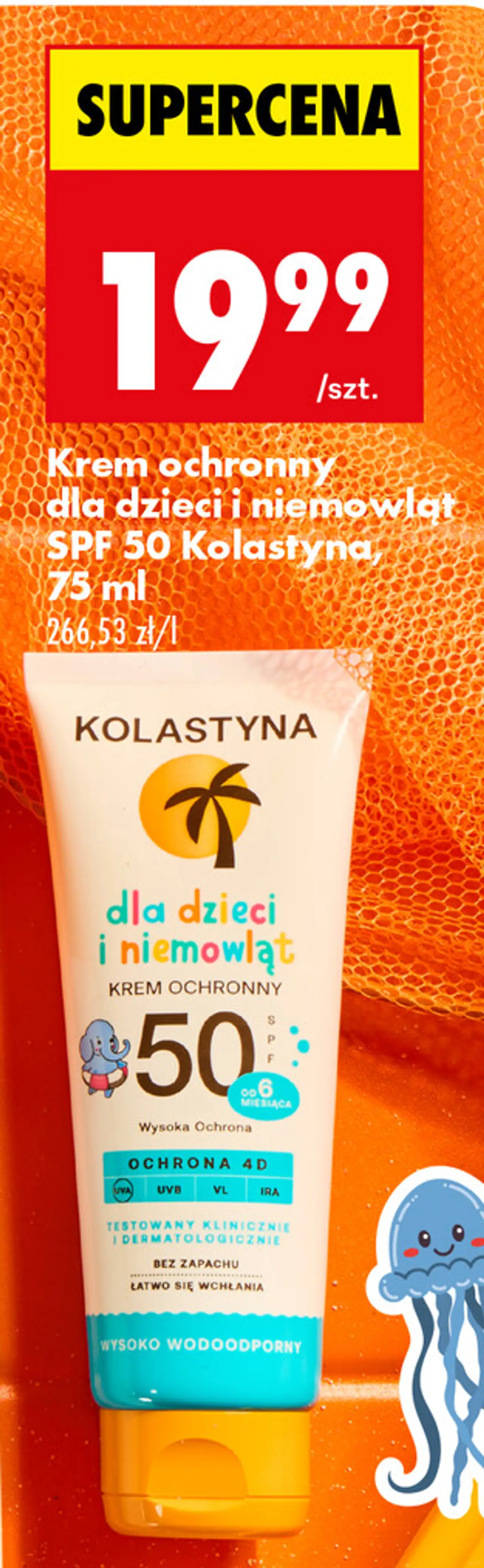 Krem ochronny dla dzieci i niemowląt SPF 50 Kolastyna, 75 ml
