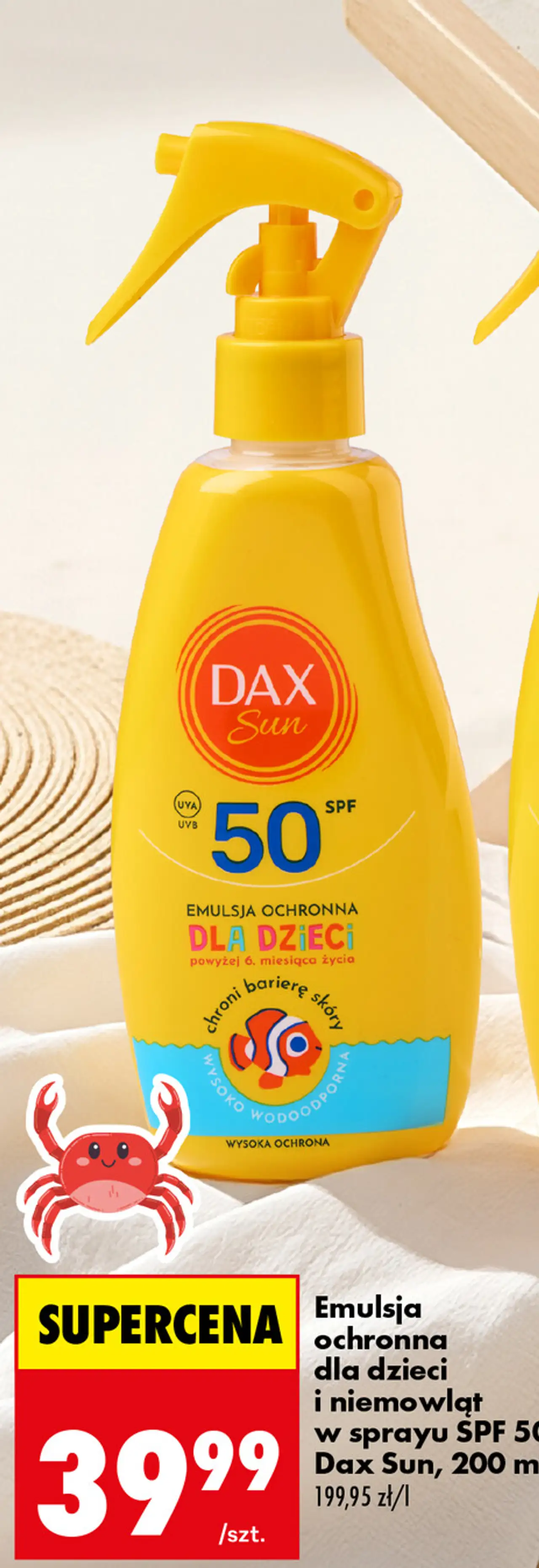 Emulsja ochronna dla dzieci i niemowląt w sprayu SPF 50 Dax Sun, 200 ml