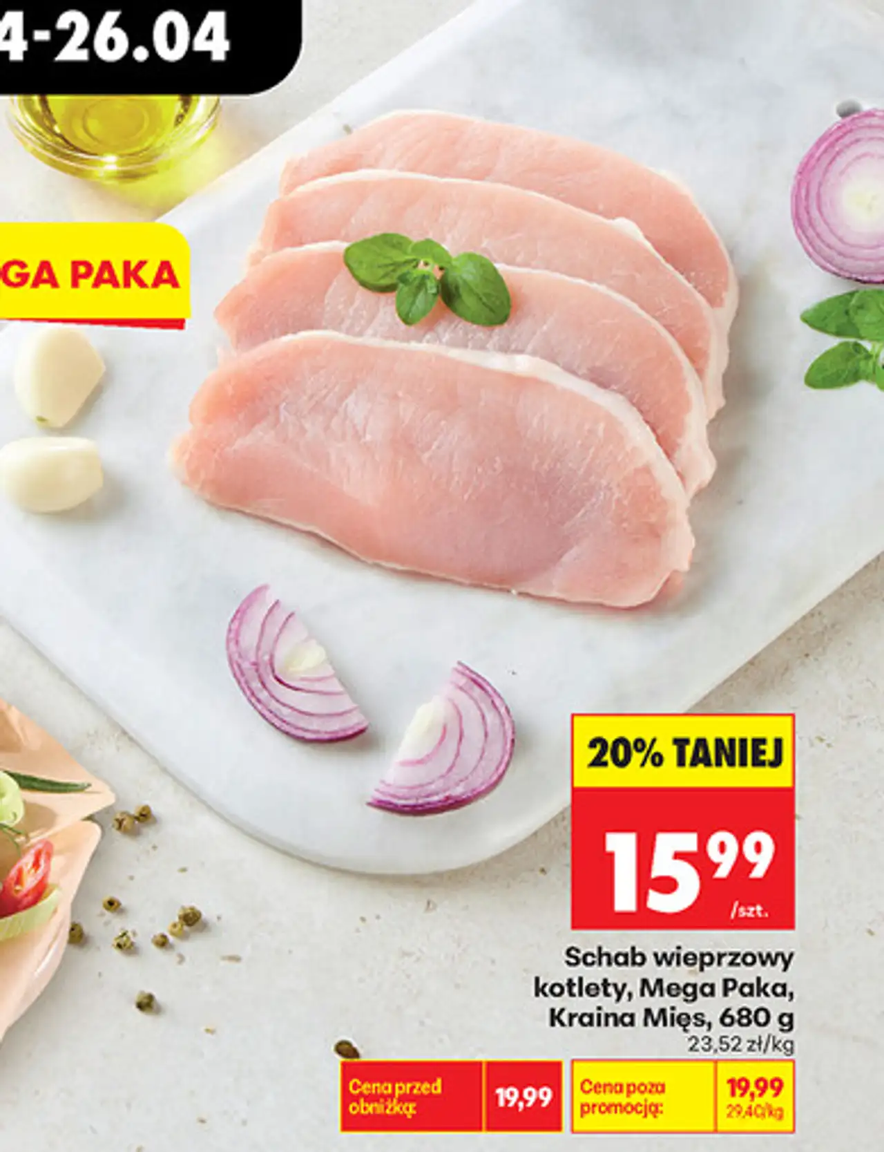 Schab wieprzowy kotlety, Mega Paka, Kraina Mięs, 680 g
