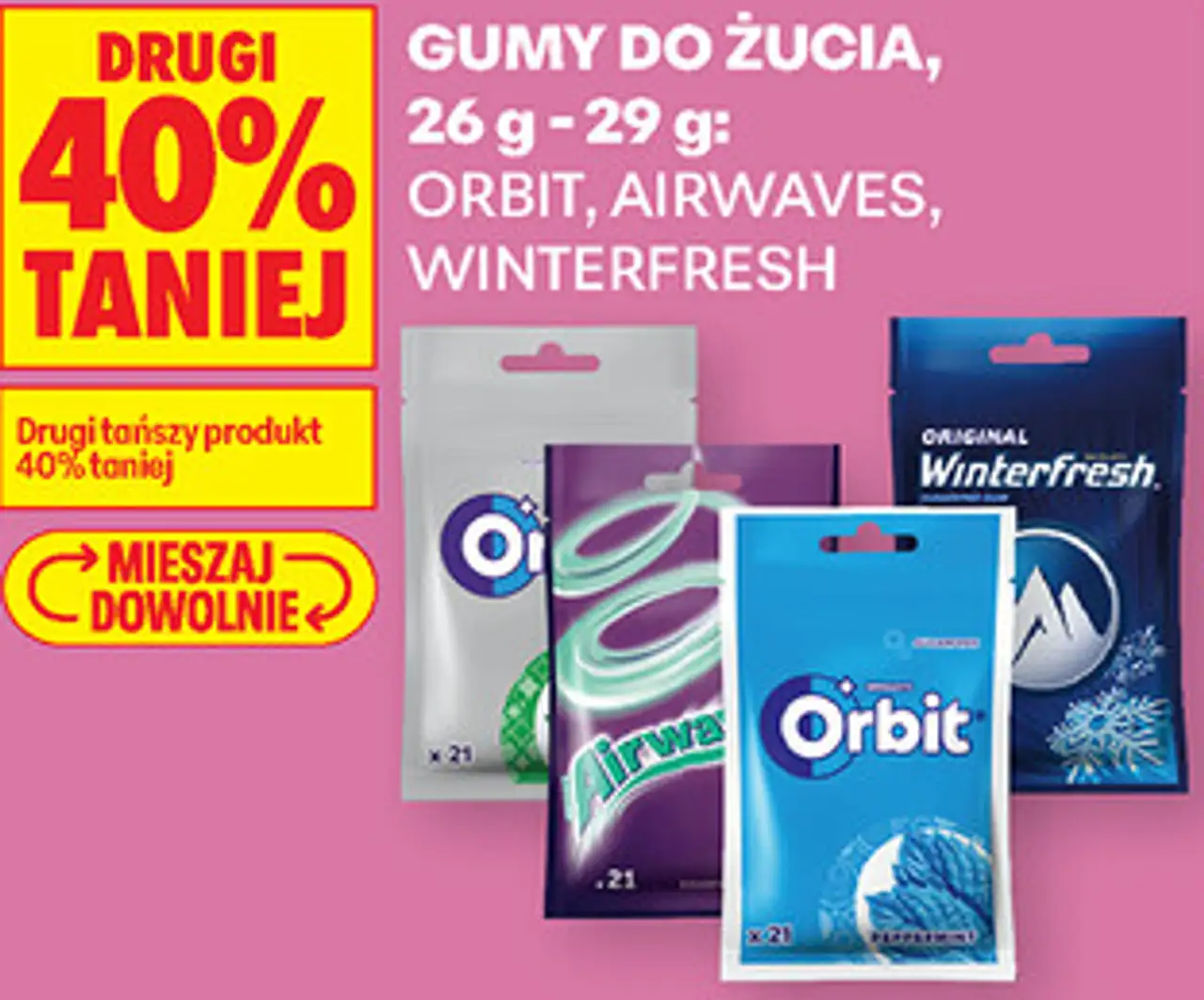 Gumy do żucia Orbit, Airwaves, Winterfresh, 26 g - 29 g