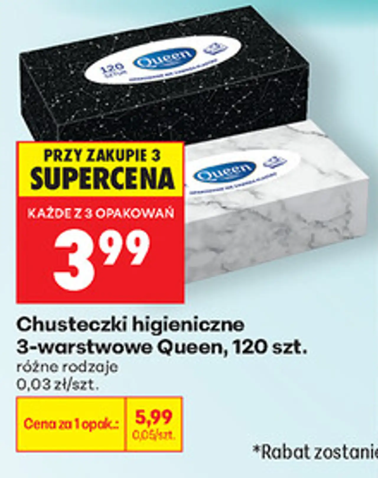 Chusteczki higieniczne 3-warstwowe Queen, 120 szt.