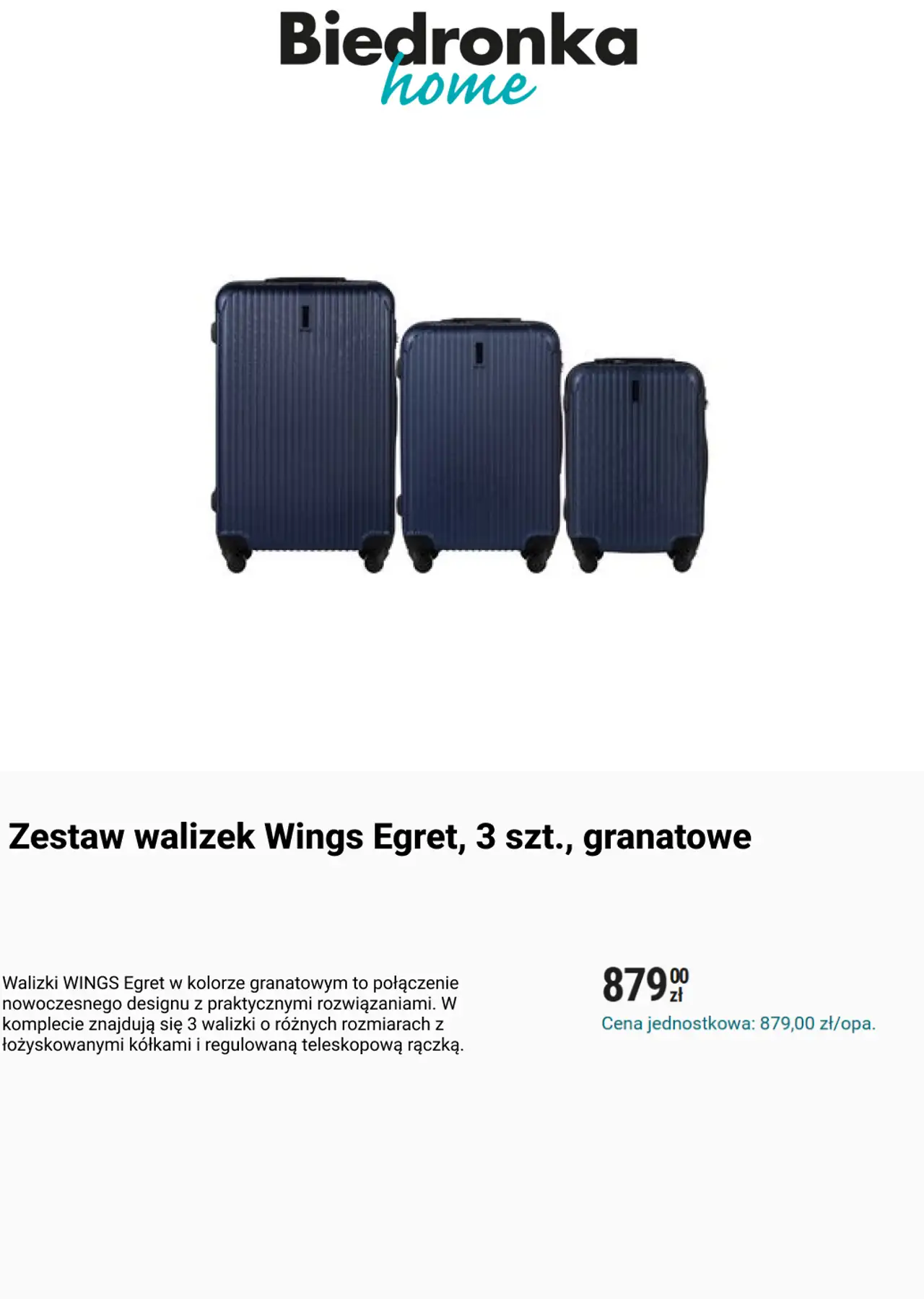 Zestaw walizek Wings Egret, 3 szt., granatowe