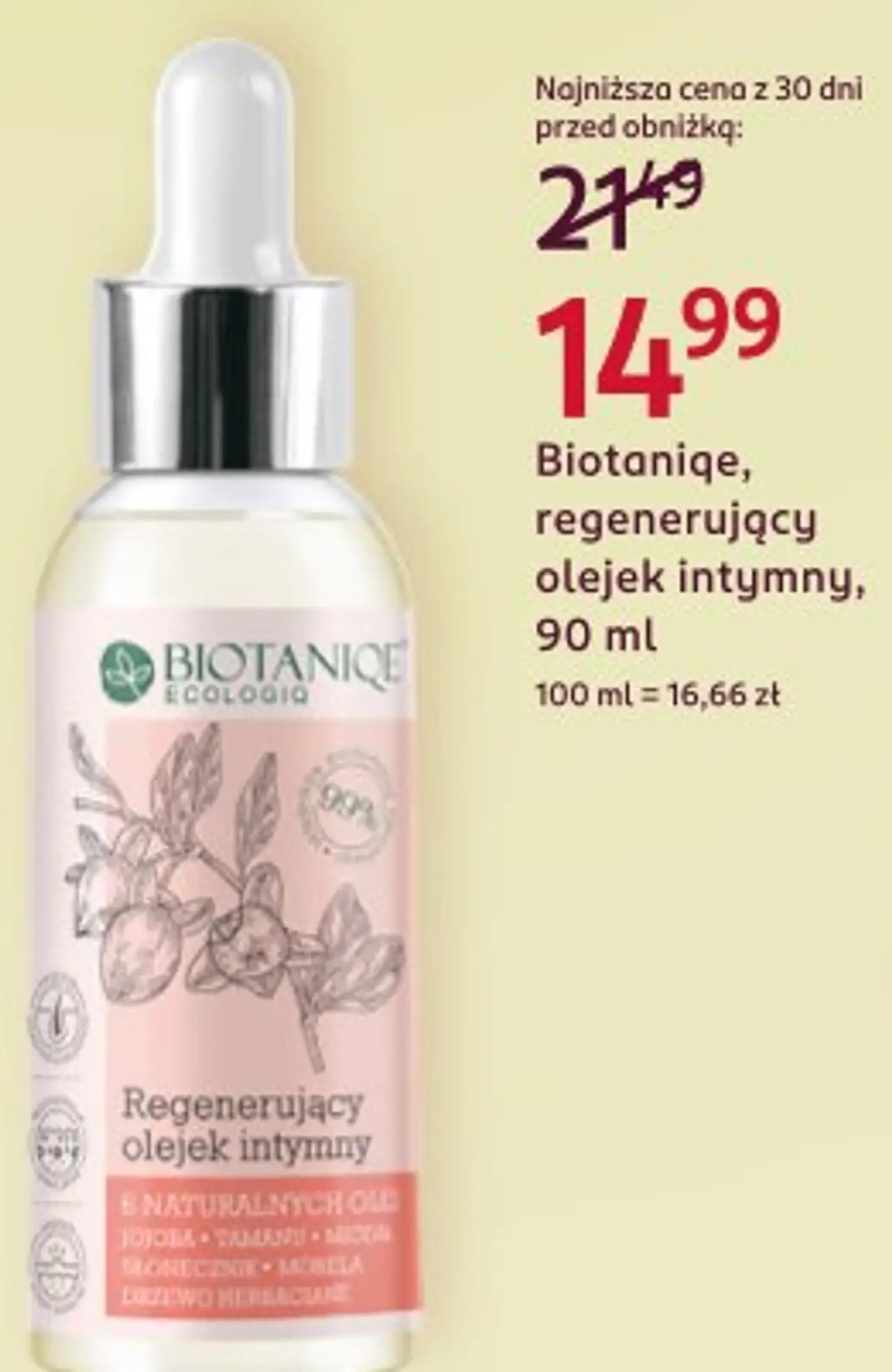 Biotaniqe, regenerujący olejek intymny, 90 ml