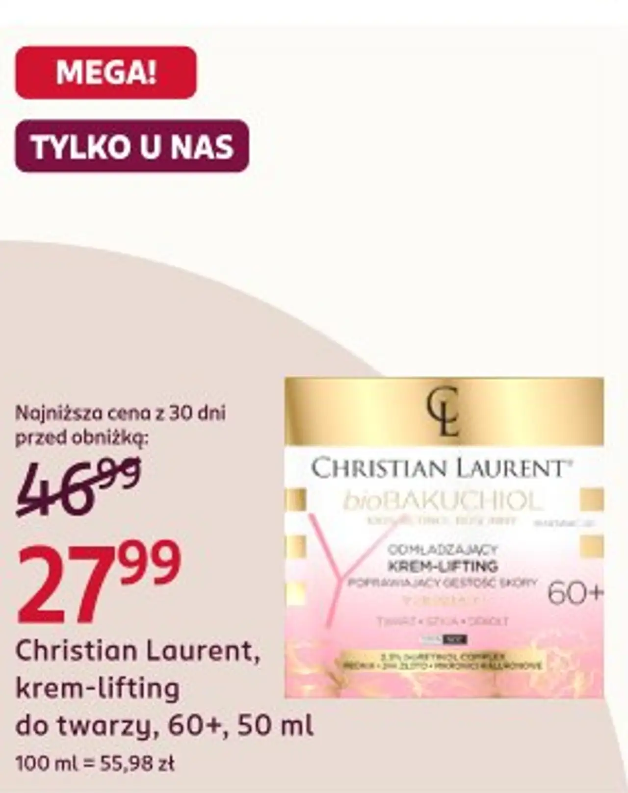 Christian Laurent, krem-lifting do twarzy, 60+, 50 ml