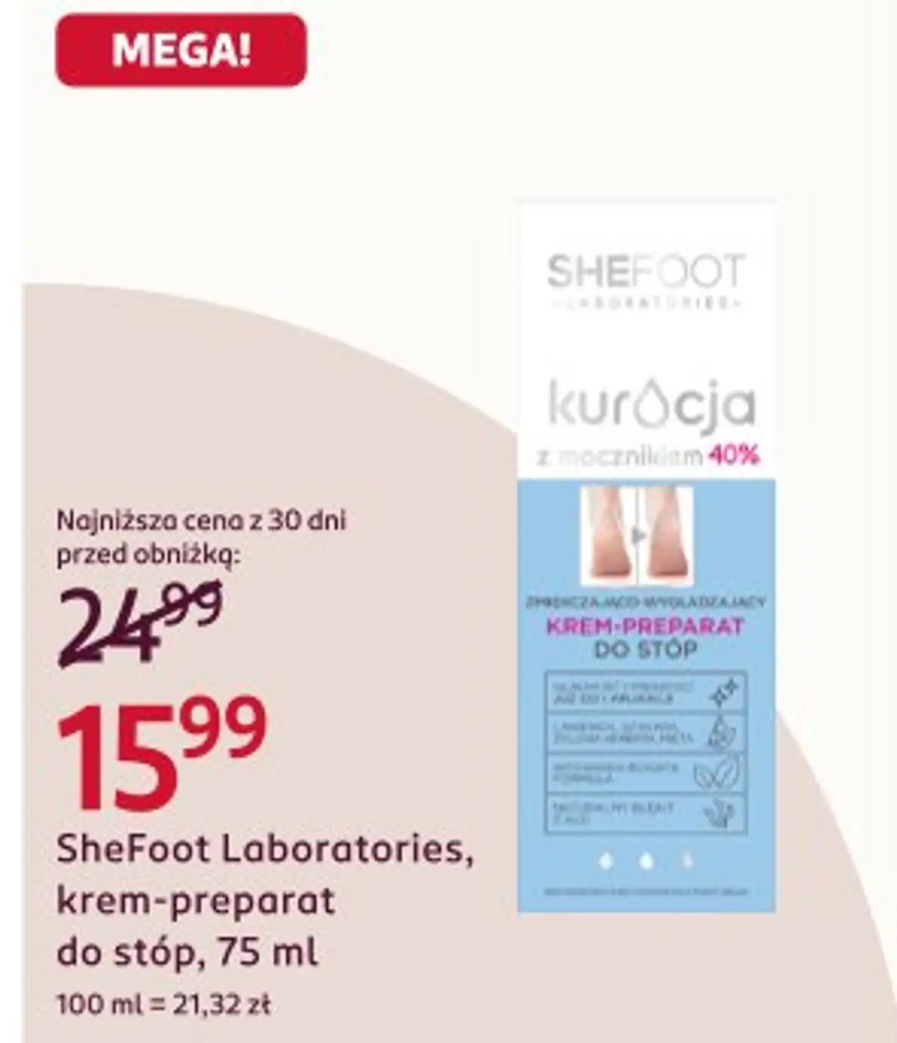 SheFoot Laboratories, krem-preparat do stóp, 75 ml
