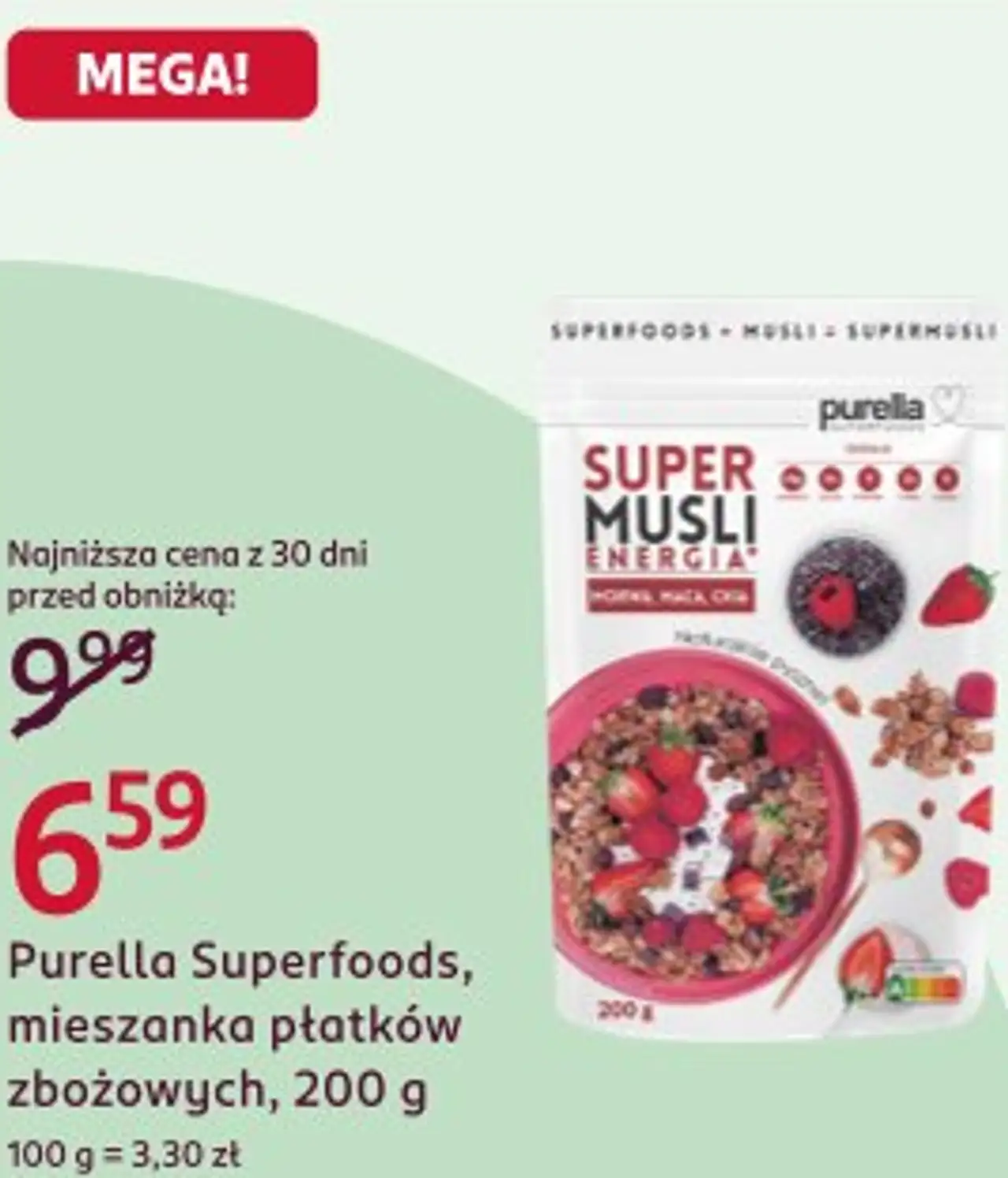 Purella Superfoods, mieszanka płatków zbożowych, 200 g