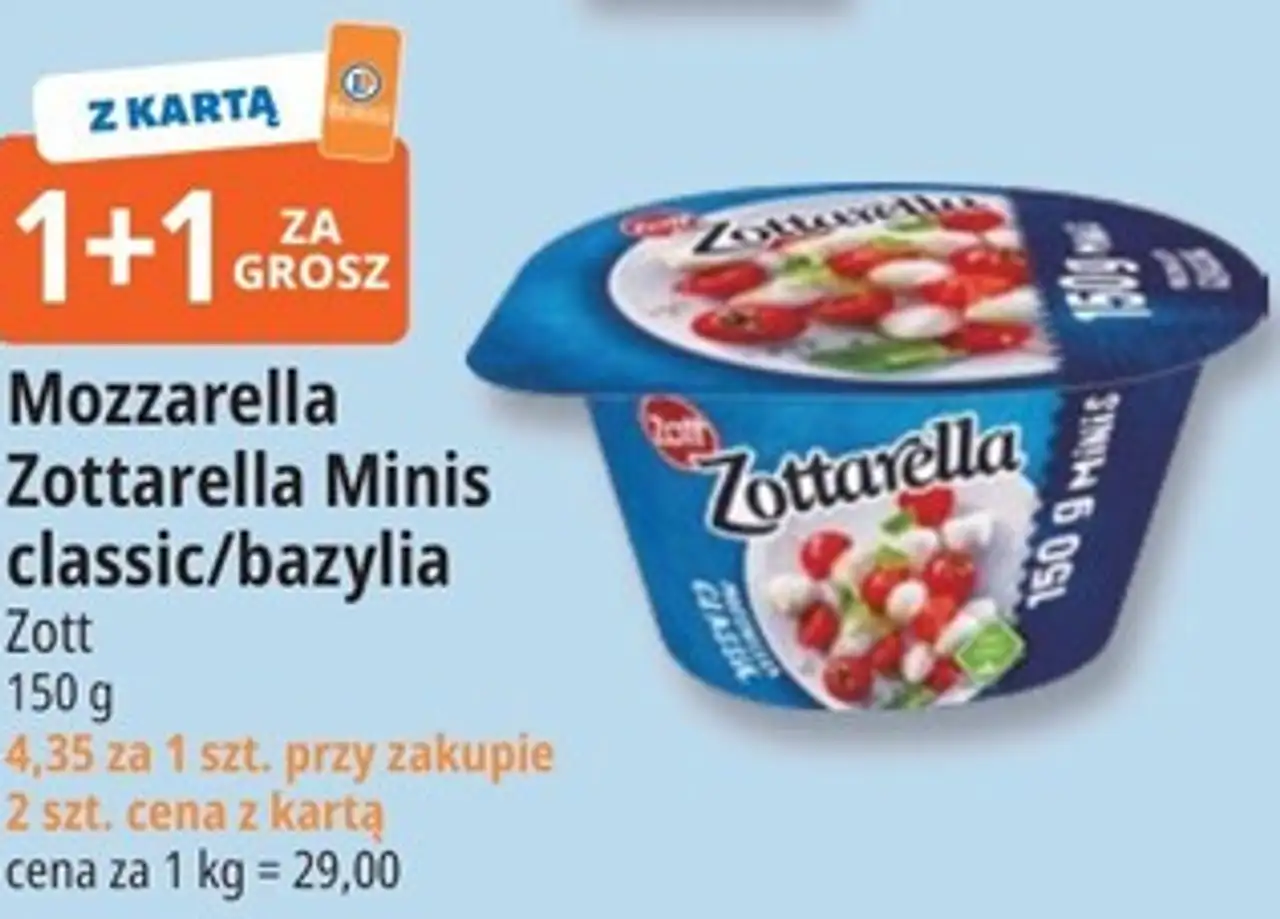 Mozzarella Zottarella Minis classic/bazylia Zott