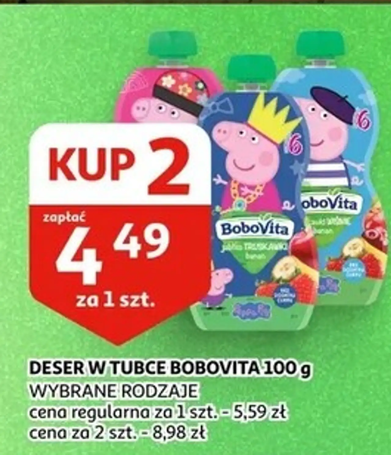 Mus truskawki i wiśnia z bananem peppa pig Bobovita