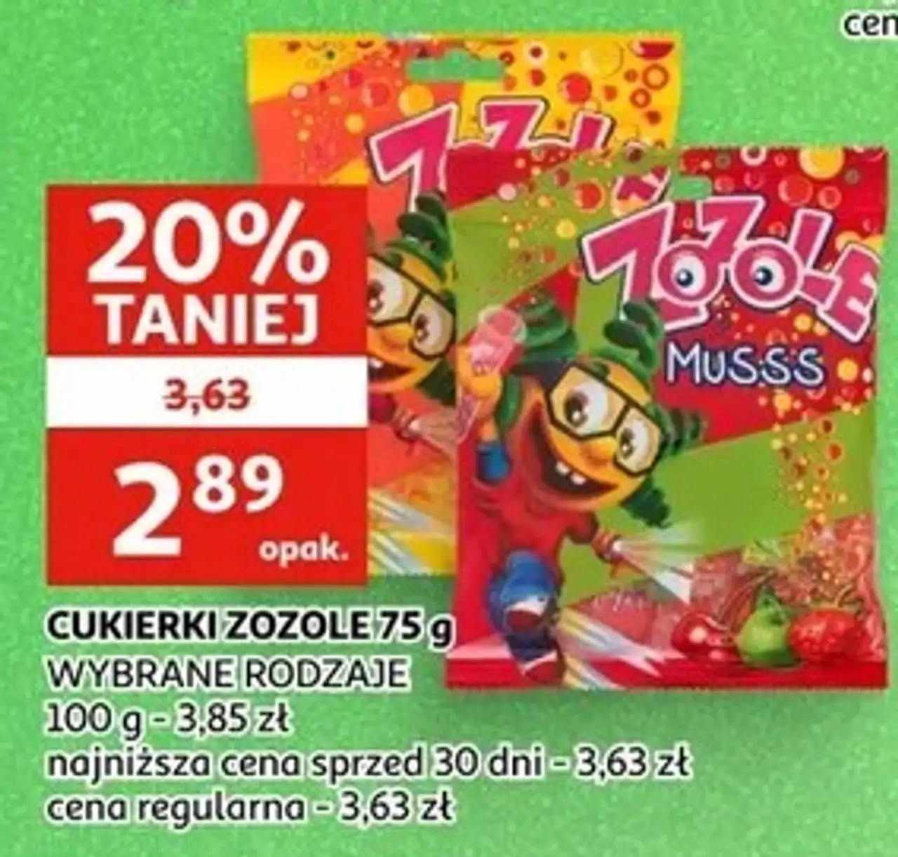 Cukierki musss jabłko & wiśnia truskawka Zozole