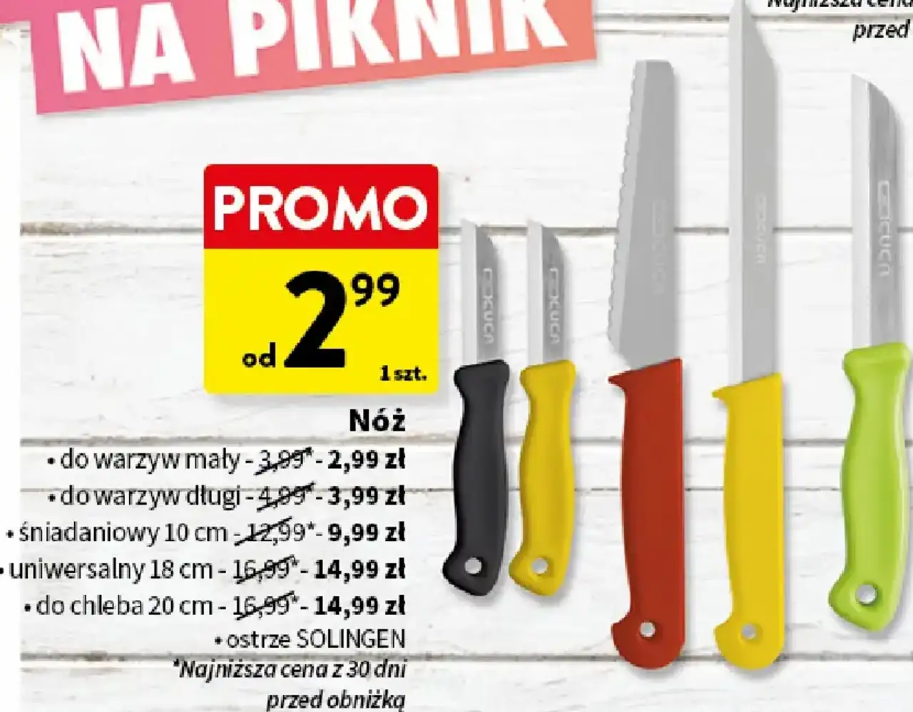 Nóż do warzyw mały/długi, śniadaniowy 10 cm, uniwersalny 18 cm, do chleba 20 cm