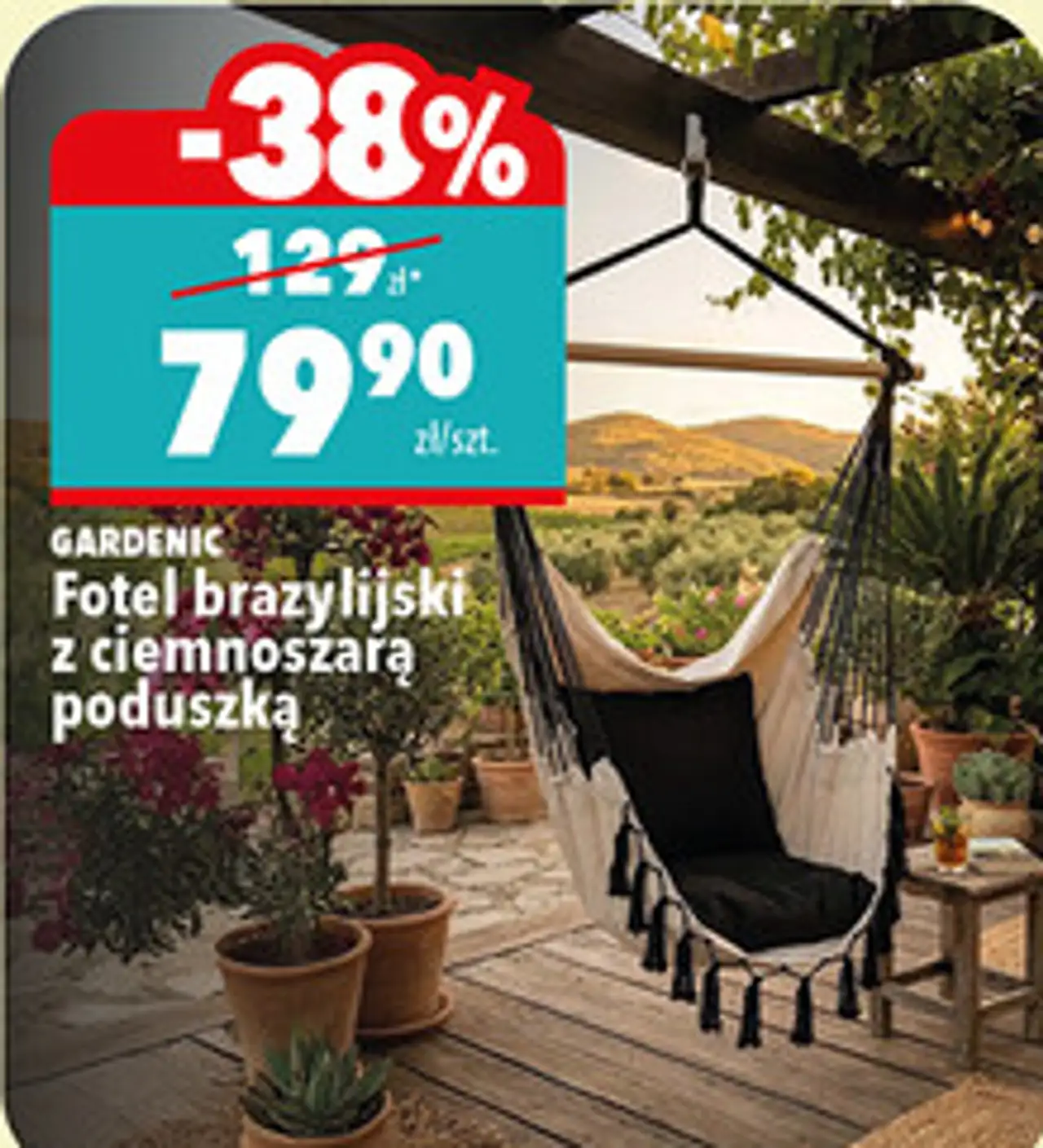 Fotel brazylijski z ciemnoszarą poduszką GARDENIC