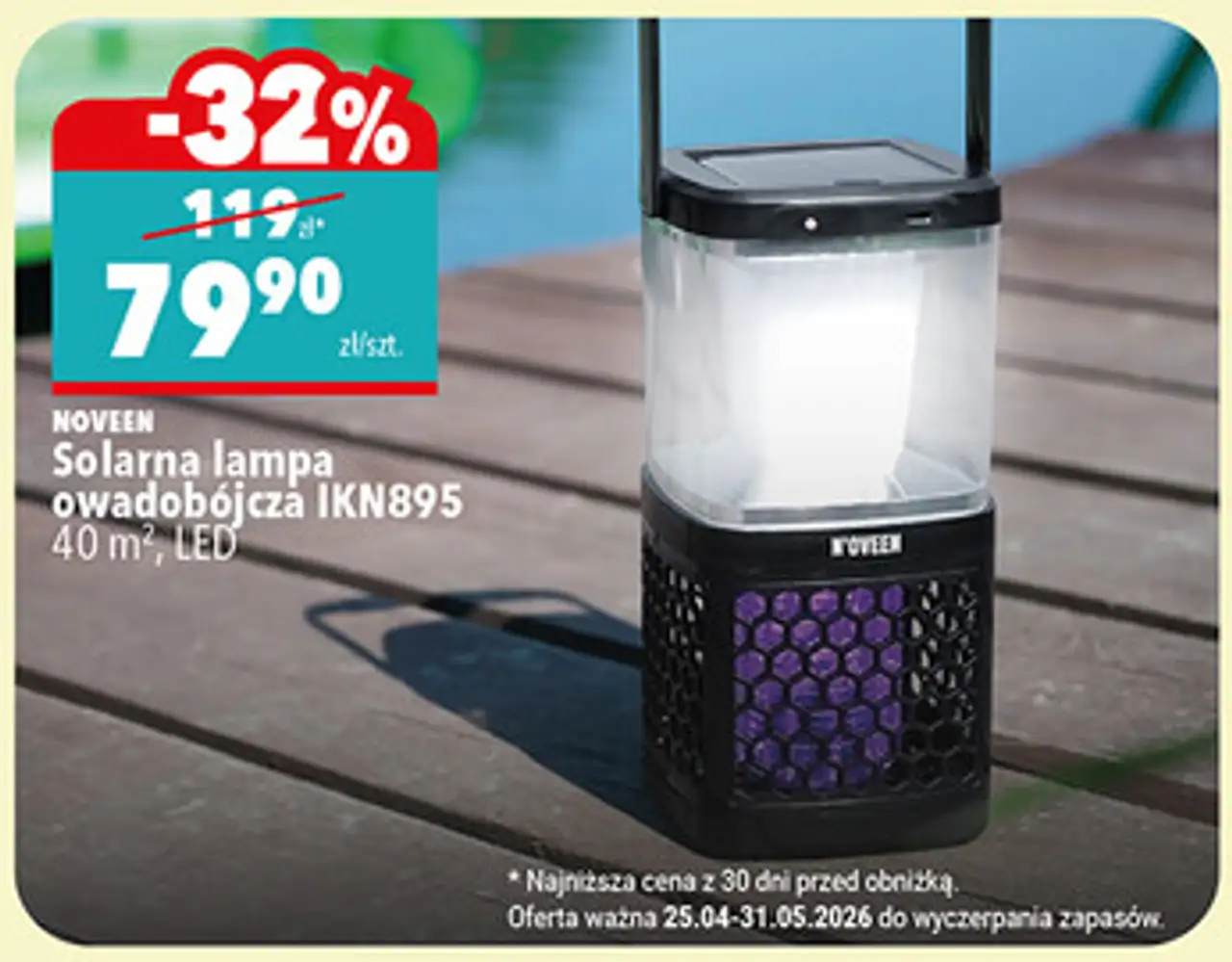 NOVEEN Solarna lampa owadobójcza IKN895 40 m², LED