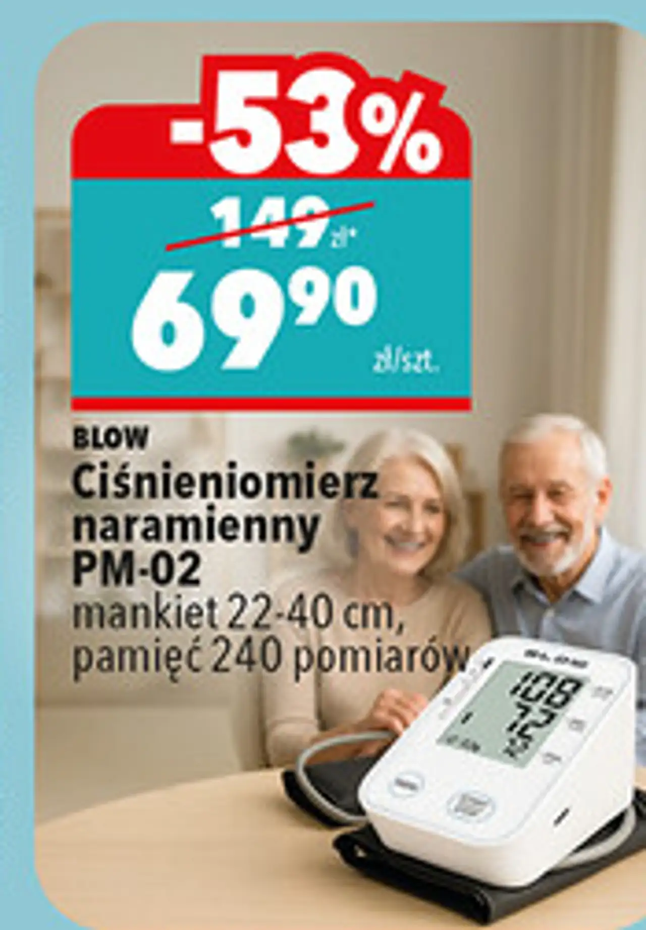 Ciśnieniomierz naramienny PM-02 mankiet 22-40 cm, pamięć 240 pomiarów