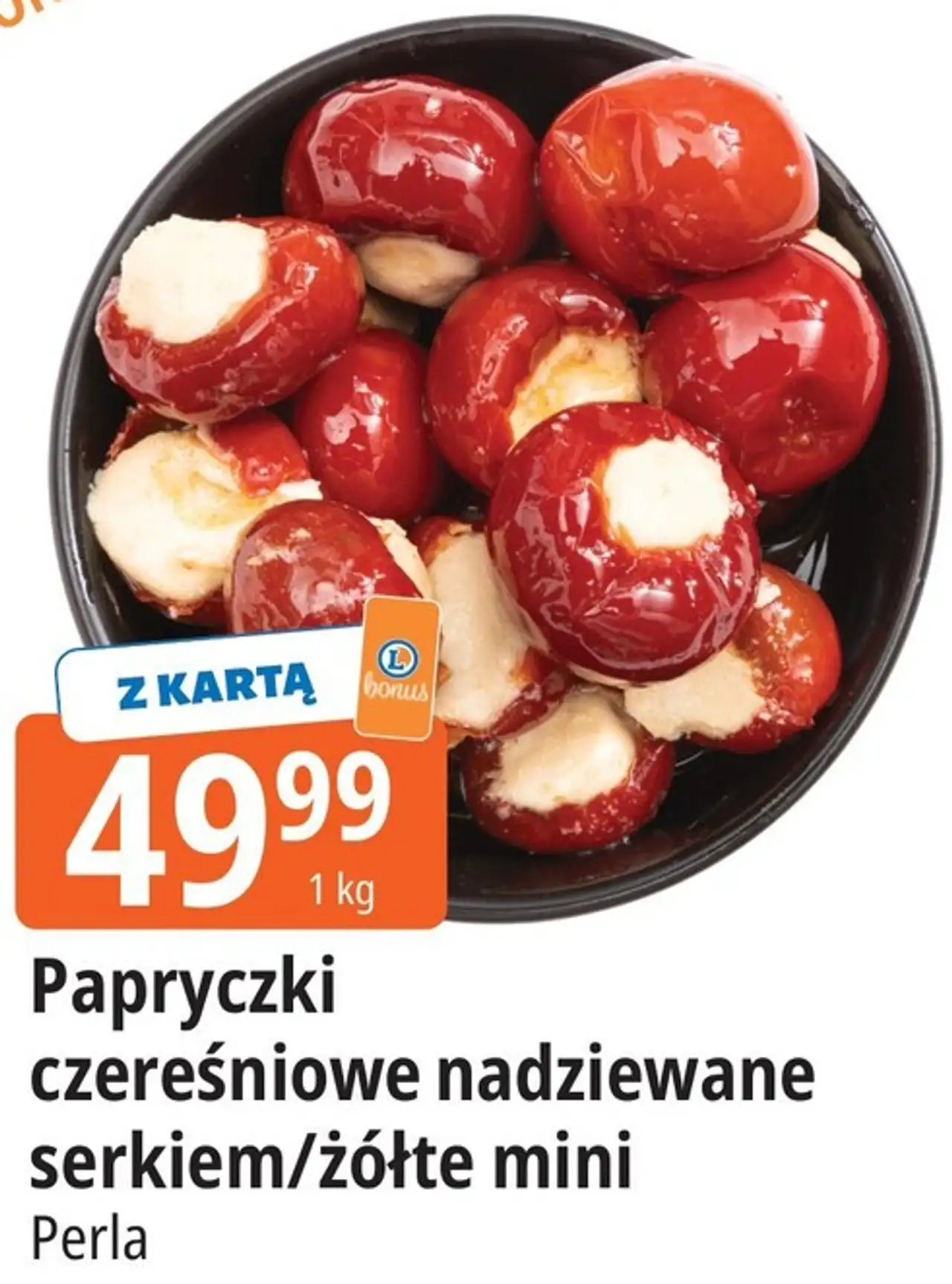 Papryczki czereśniowe nadziewane serkiem/żółte mini Perla