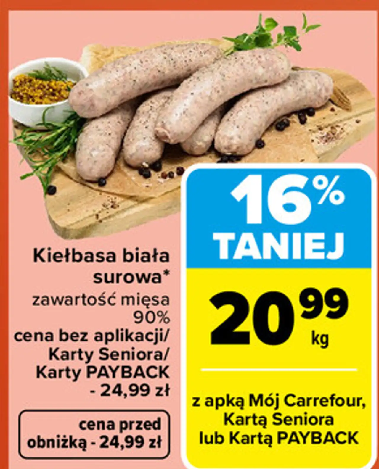 Kiełbasa biała surowa zawartość mięsa 90%