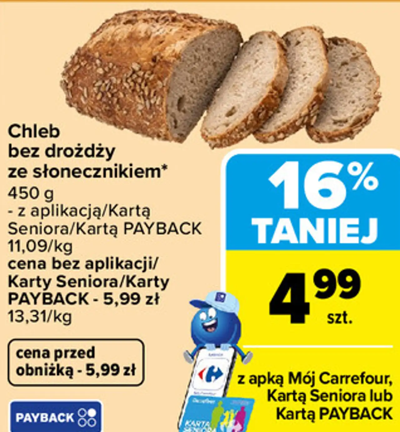 Chleb bez drożdży ze słonecznikiem*