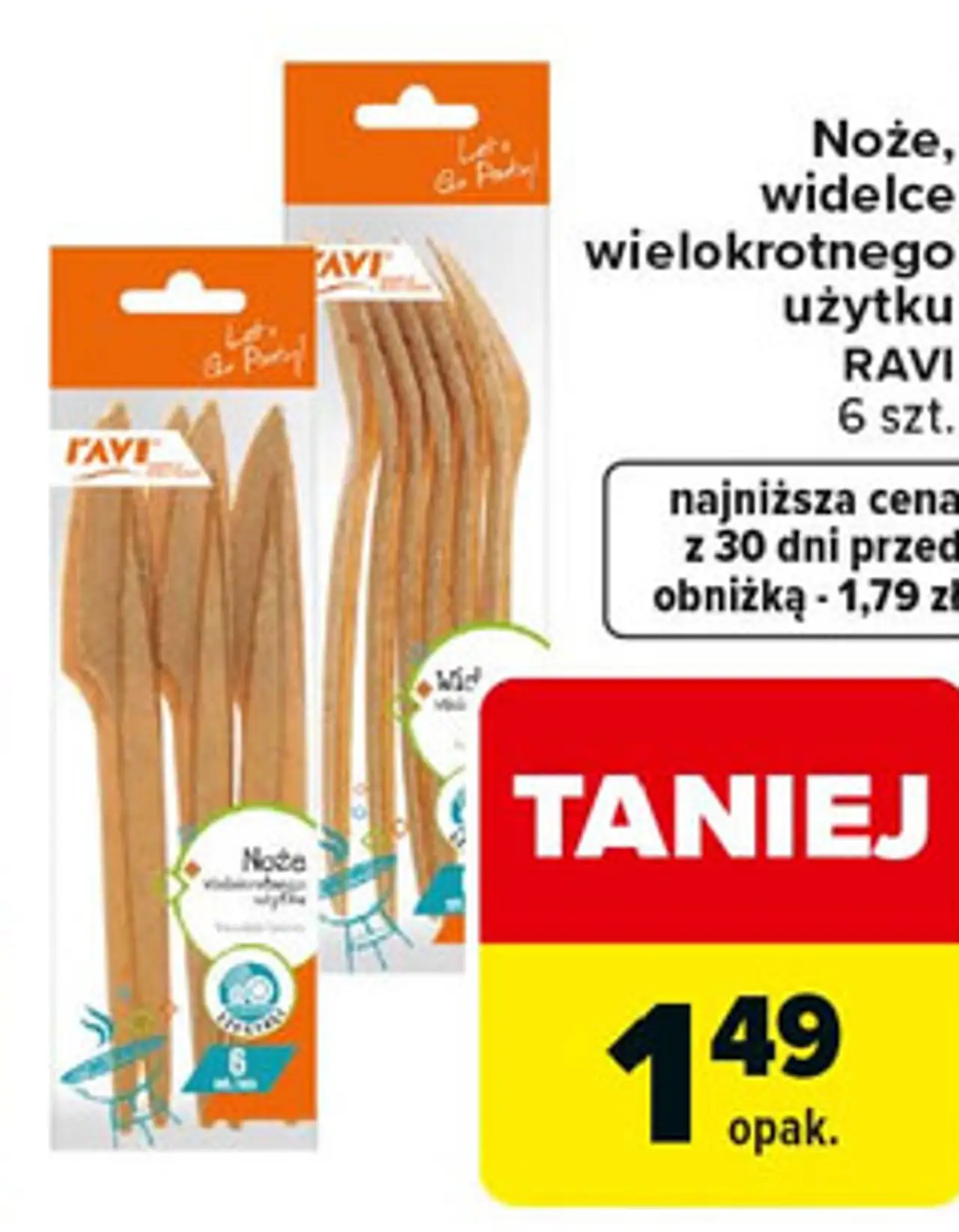 Noże, widelce wielokrotnego użytku RAVI 6 szt.