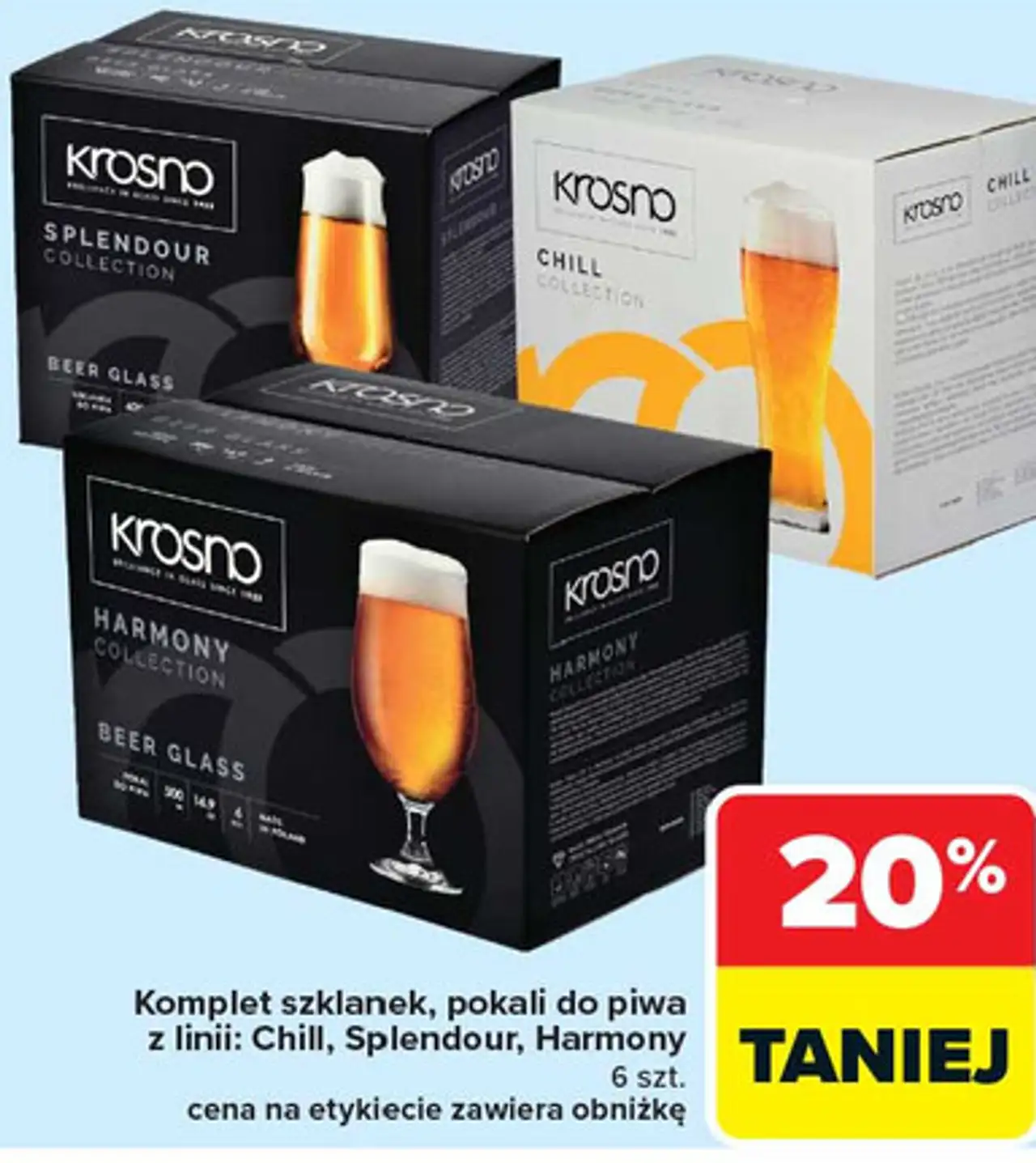 Komplet szklanek, pokali do piwa z linii: Chill, Splendour, Harmony