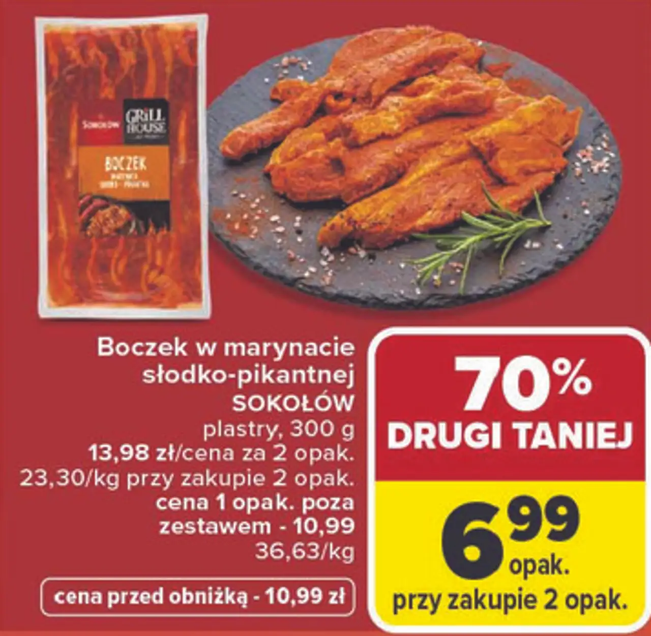 Boczek w marynacie słodko-pikantnej SOKOŁÓW plastry, 300 g