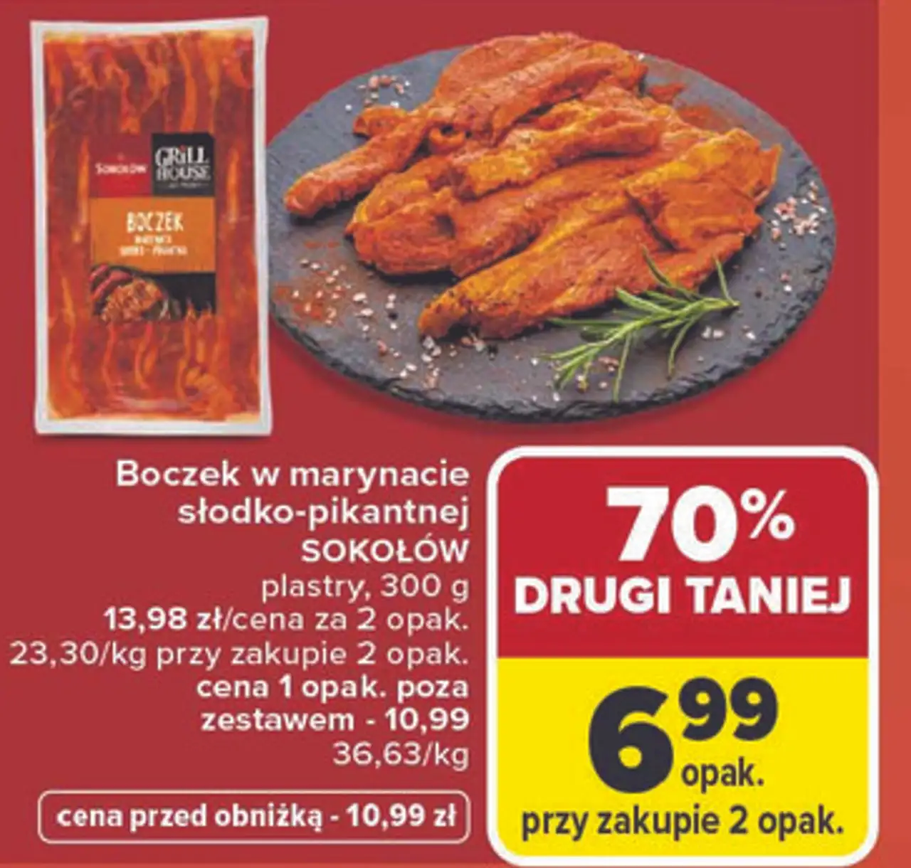 Boczek w marynacie słodko-pikantnej SOKOŁÓW plastry, 300 g