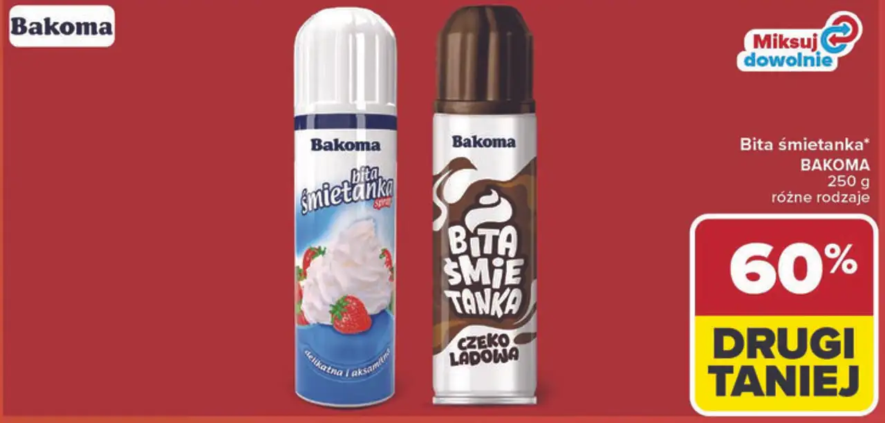 Bita śmietanka* BAKOMA 250 g różne rodzaje