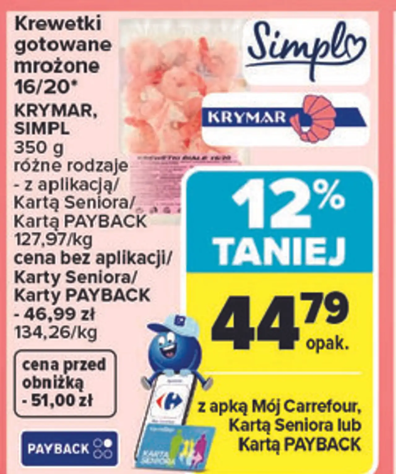 Krewetki gotowane mrożone 16/20 KRYMAR, SIMPL różne rodzaje