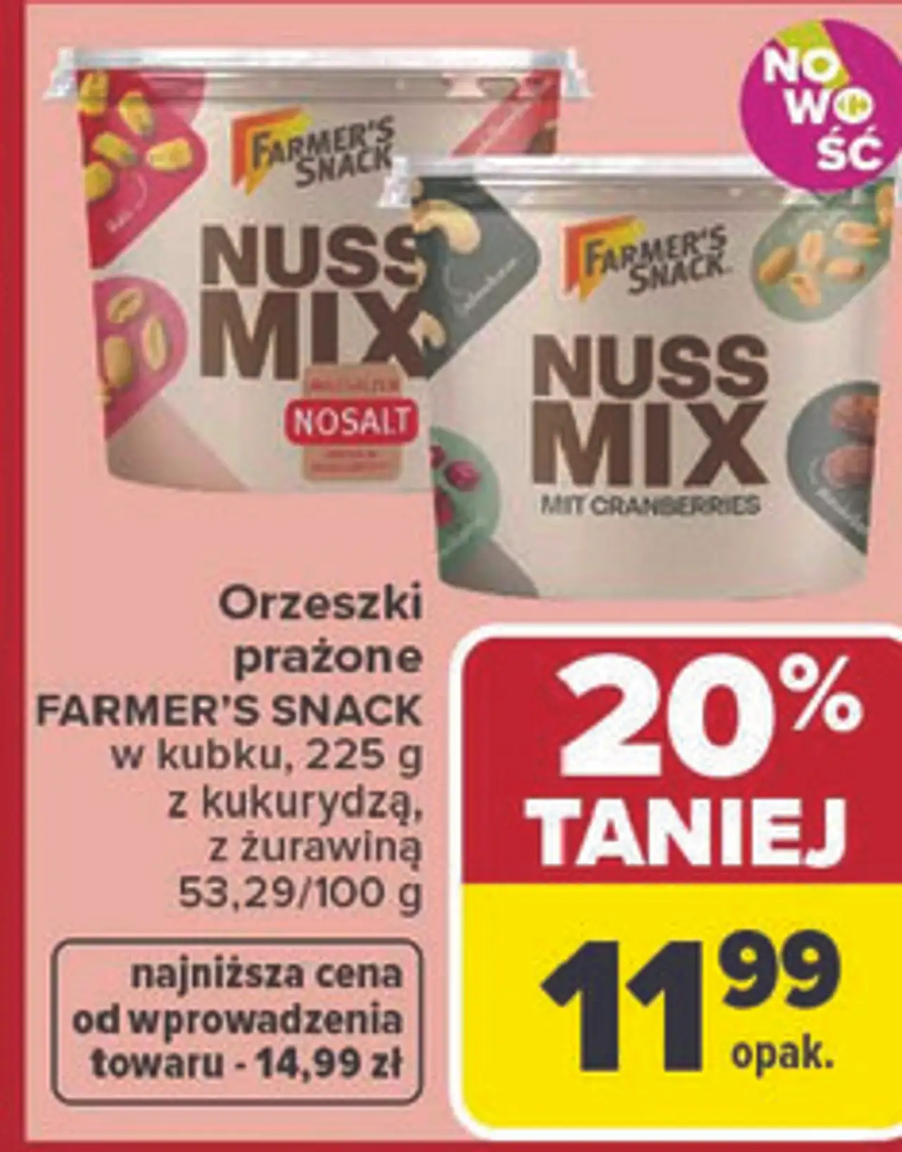 Orzeszki prażone FARMER'S SNACK w kubku, 225 g