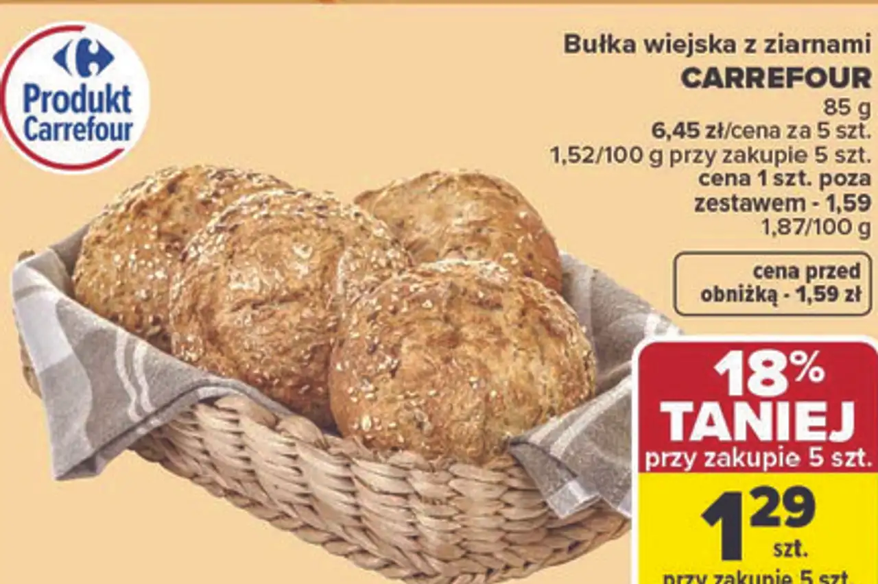 Bułka wiejska z ziarnami CARREFOUR