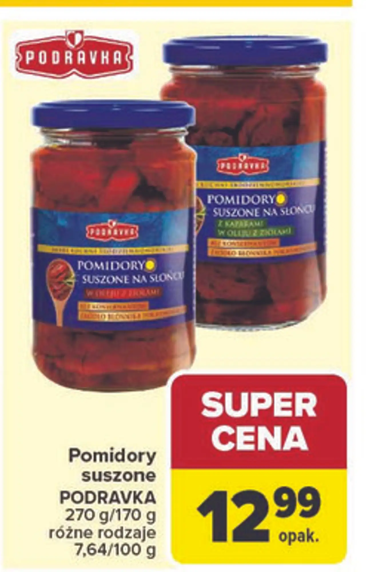 Pomidory suszone PODRAVKA 270 g/170 g różne rodzaje