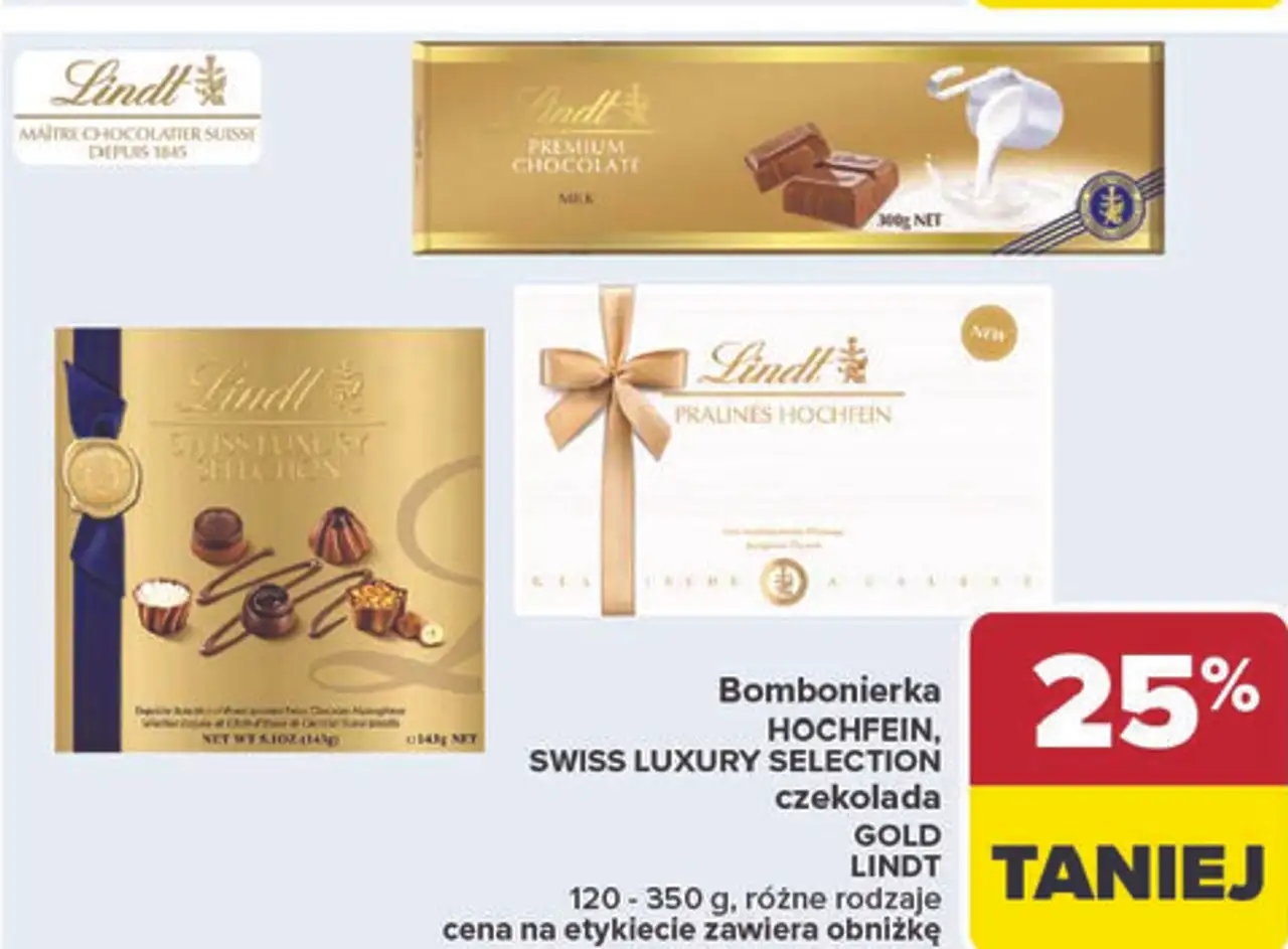 Bombonierka HOCHFEIN, SWISS LUXURY SELECTION, Czekolada GOLD LINDT
