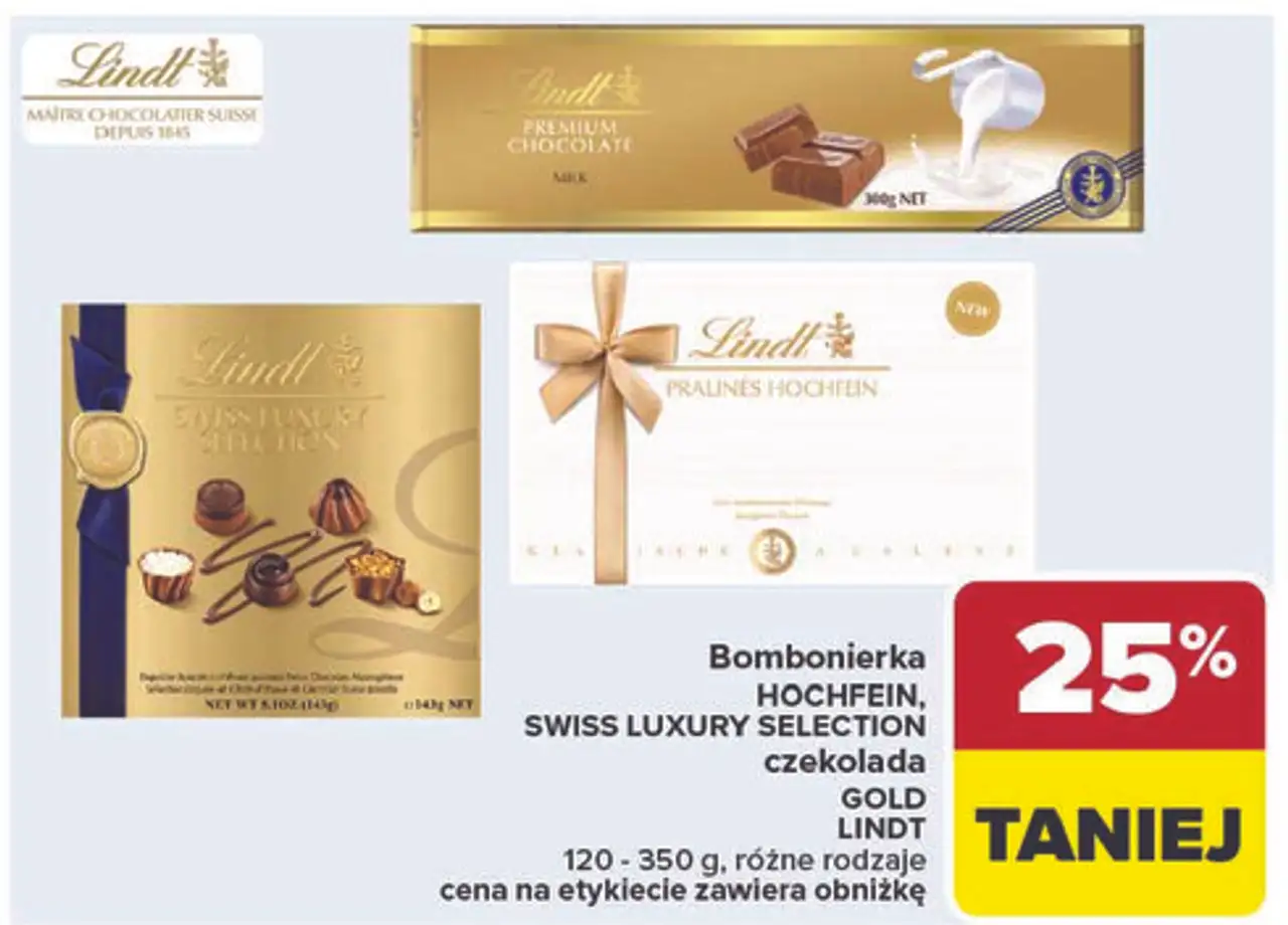 Bombonierka HOCHFEIN, SWISS LUXURY SELECTION czekolada GOLD LINDT