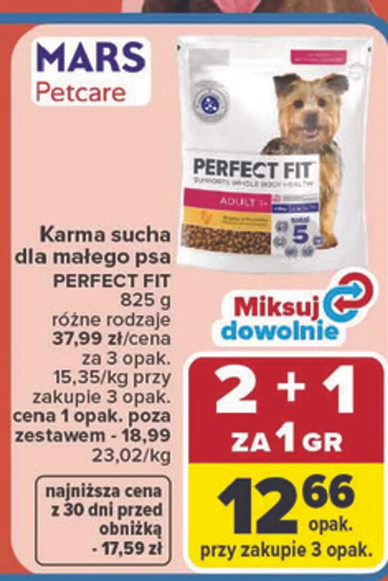 Karma sucha dla małego psa PERFECT FIT 825 g różne rodzaje