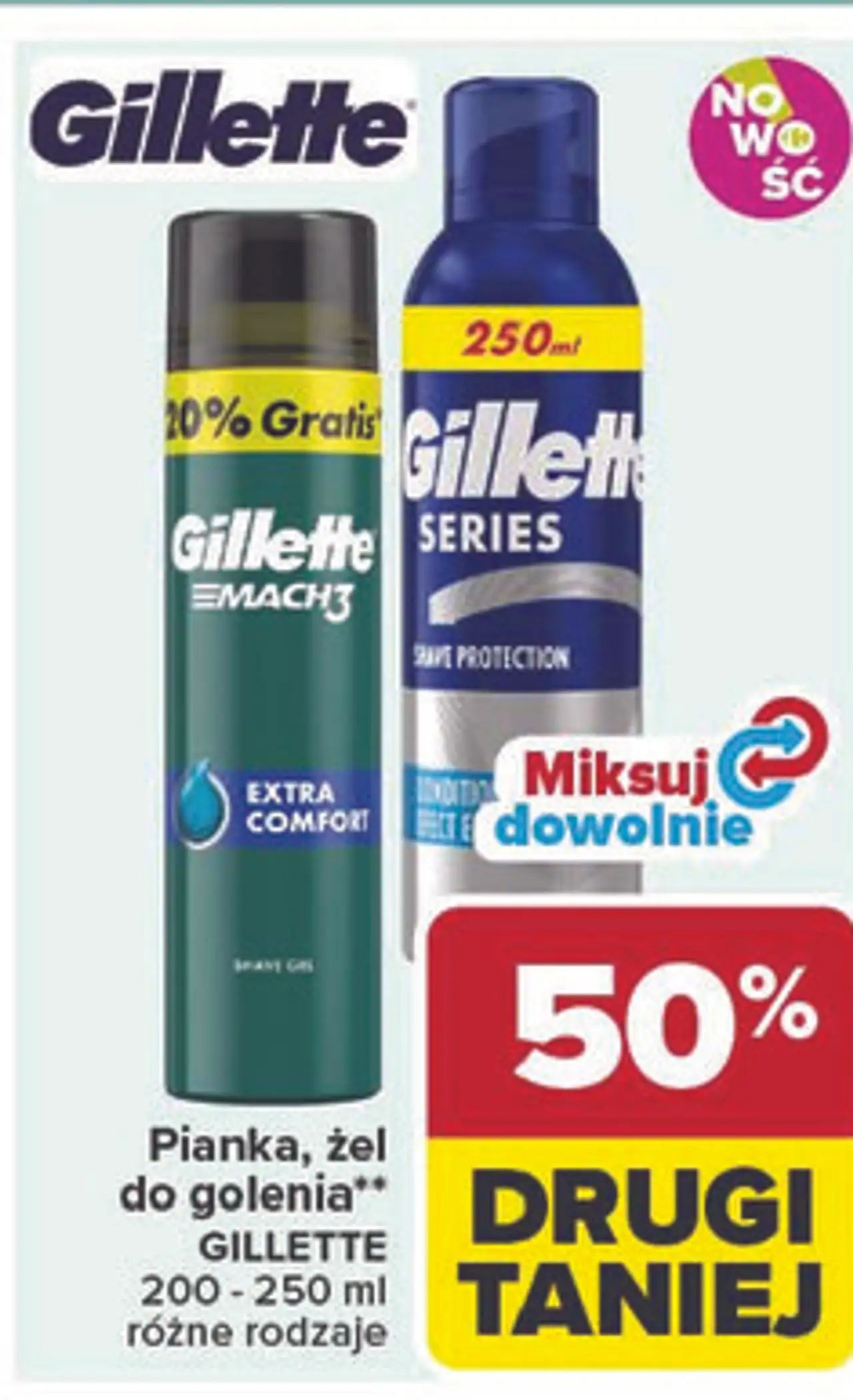 Pianka, żel do golenia** GILLETTE 200 - 250 ml różne rodzaje