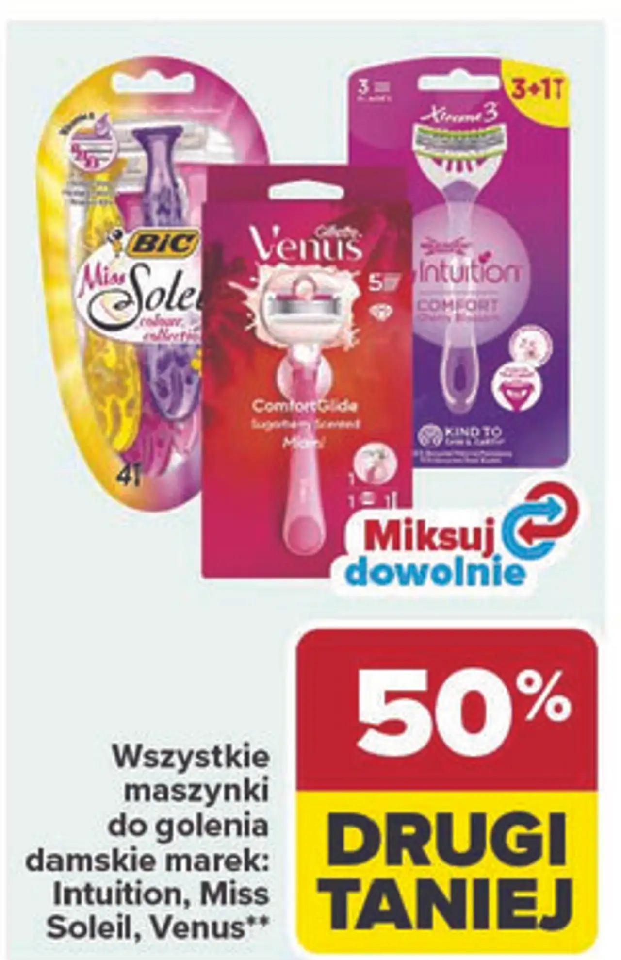 Wszystkie maszynki do golenia damskie marek: Intuition, Miss Soleil, Venus**