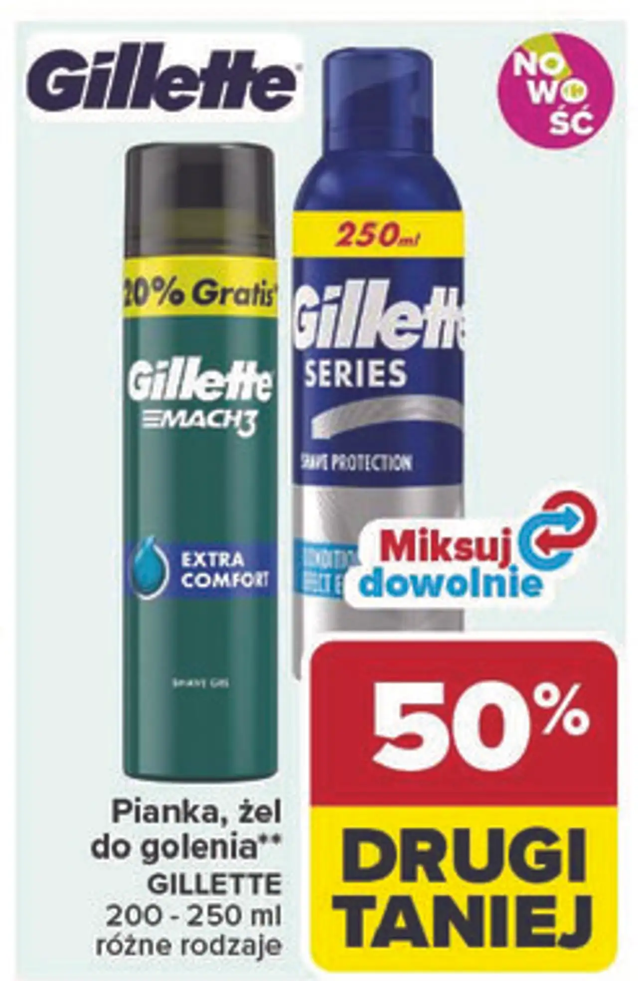 Pianka, żel do golenia Gillette