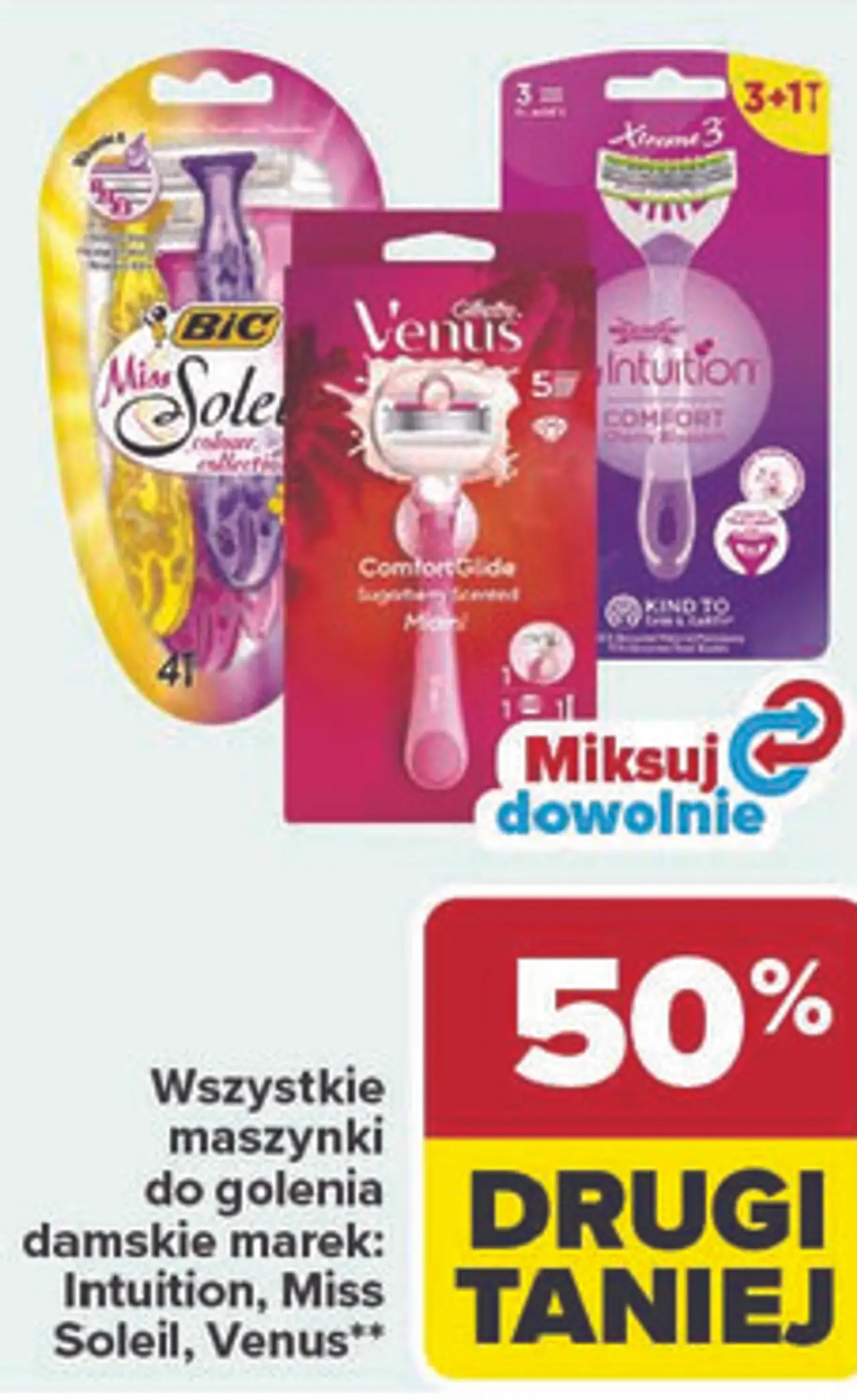 Wszystkie maszynki do golenia damskie marek: Intuition, Miss Soleil, Venus