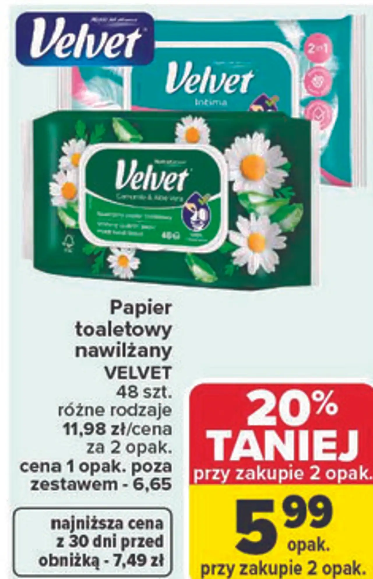 Papier toaletowy nawilżany VELVET