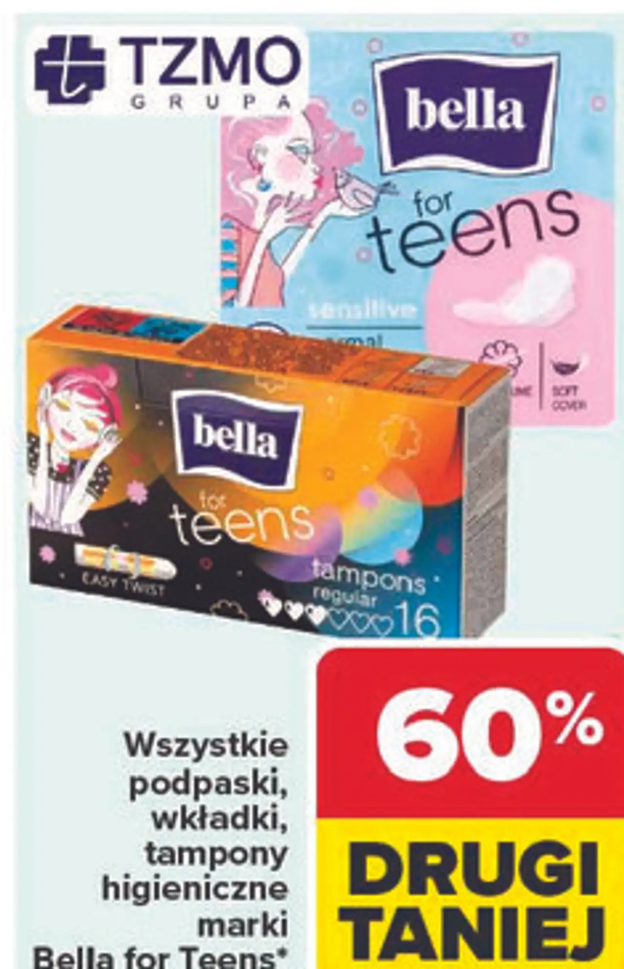 Wszystkie podpaski, wkładki, tampony higieniczne marki Bella for Teens