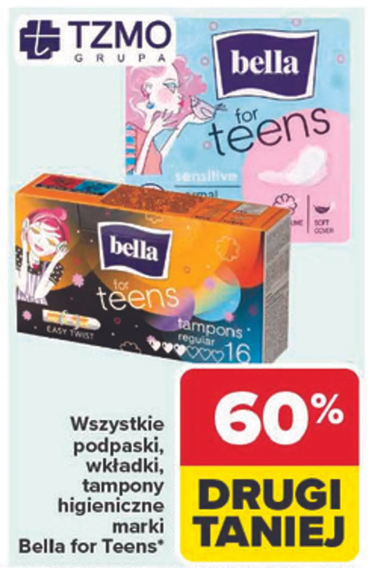 Wszystkie podpaski, wkładki, tampony higieniczne marki Bella for Teens*