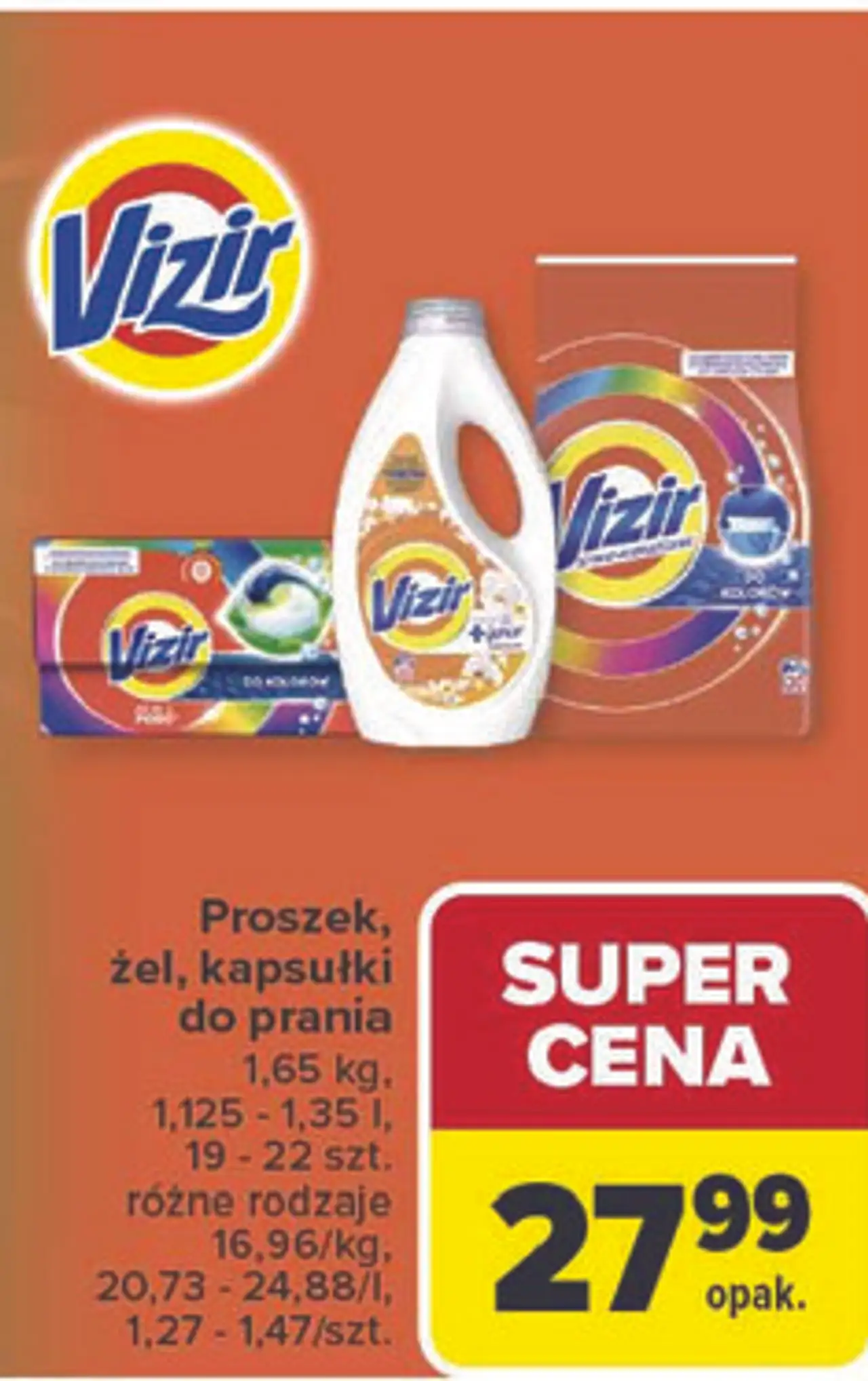 Proszek, żel, kapsułki do prania VIZIR