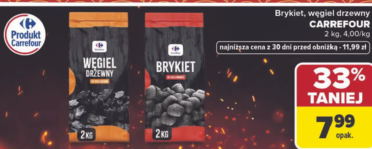 Brykiet, węgiel drzewny CARREFOUR