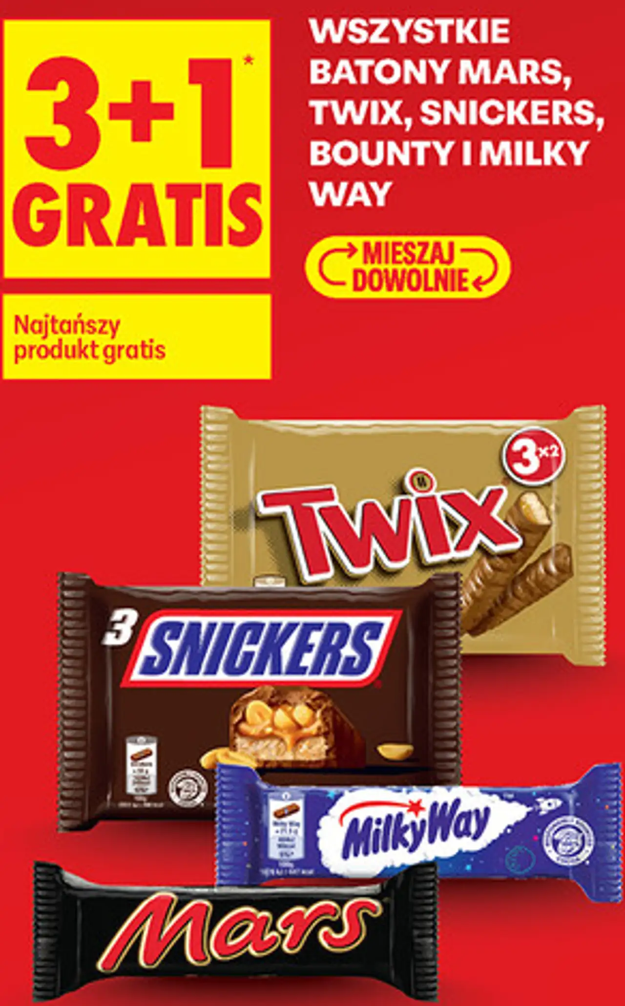 WSZYSTKIE BATONY MARS, TWIX, SNICKERS, BOUNTY I MILKY WAY