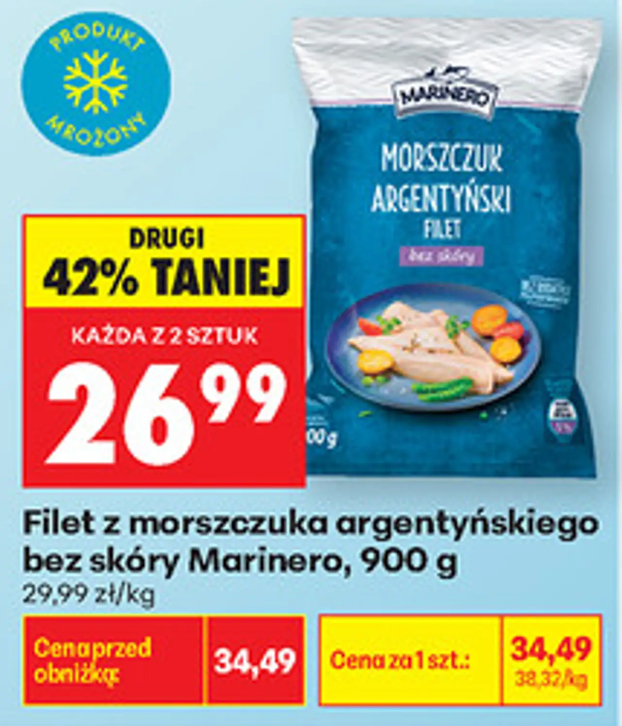 Filet z morszczuka argentyńskiego bez skóry Marinero, 900 g