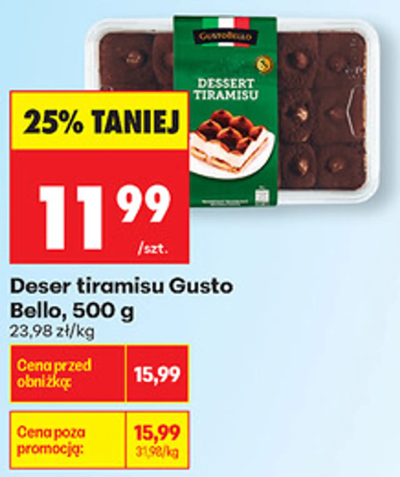 Deser tiramisu Gusto Bello, 500 g