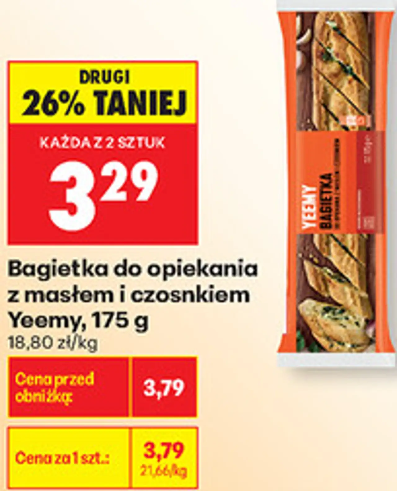 Bagietka do opiekania z masłem i czosnkiem Yeemy, 175 g