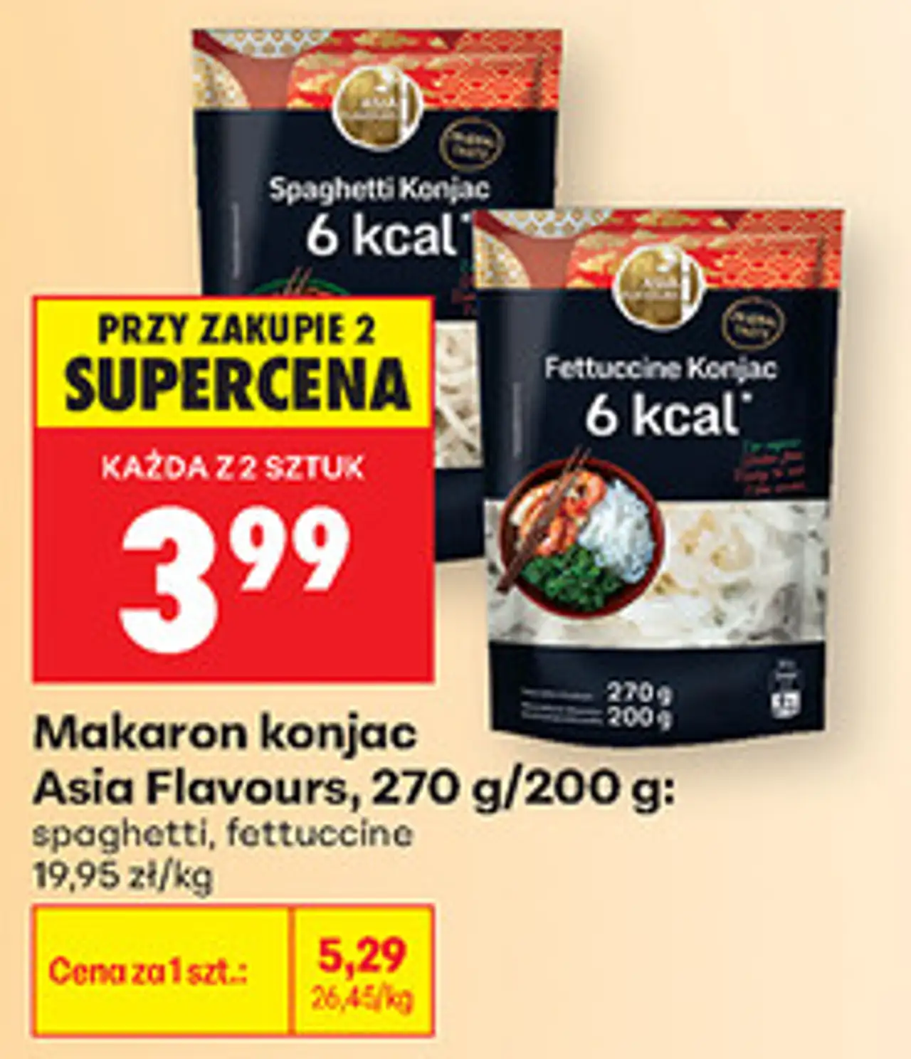 Makaron konjac Asia Flavours, 270 g/200 g: spaghetti, fettuccine