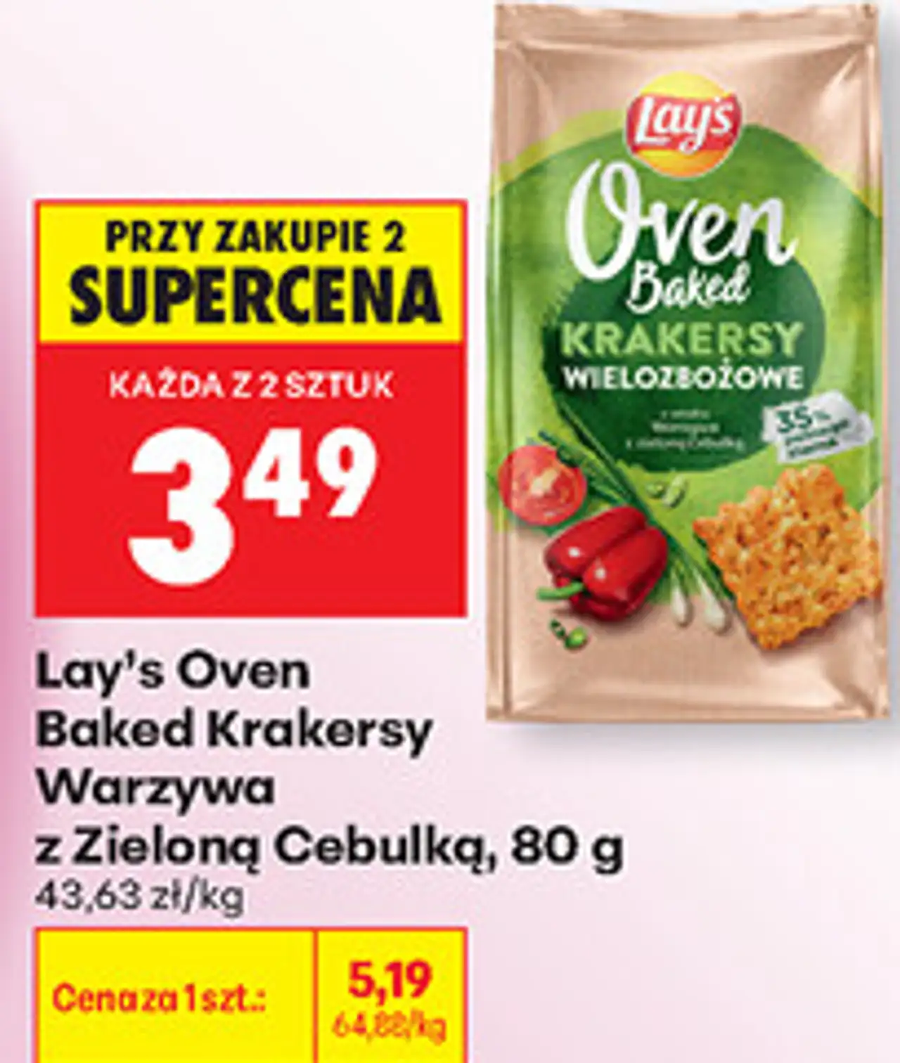 Lay's Oven Baked Krakersy Warzywa z Zieloną Cebulką, 80 g