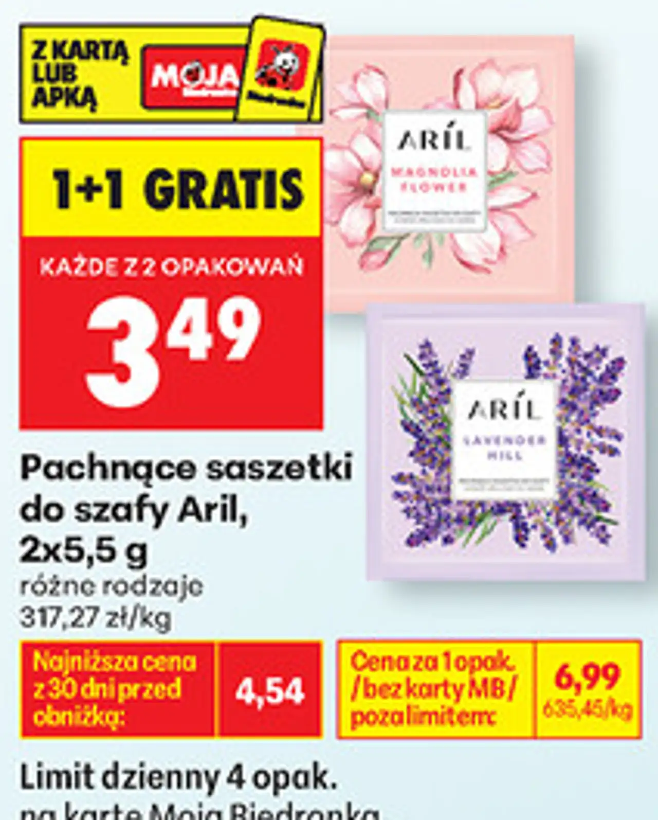 Pachnące saszetki do szafy Aril, 2x5,5 g