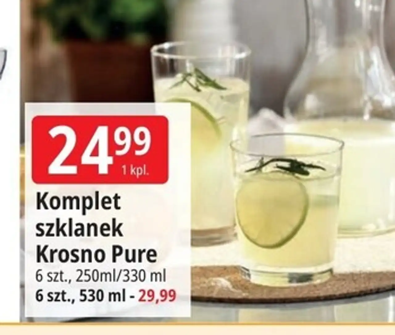 Komplet szklanek Krosno Pure, 6 szt., 250ml/330 ml