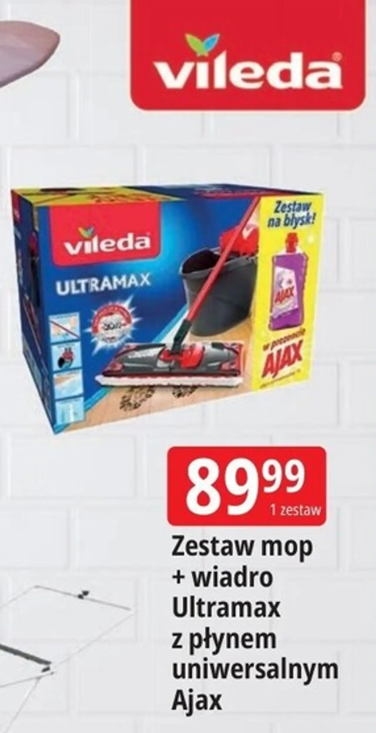 Zestaw mop + wiadro Ultramax z płynem uniwersalnym Ajax